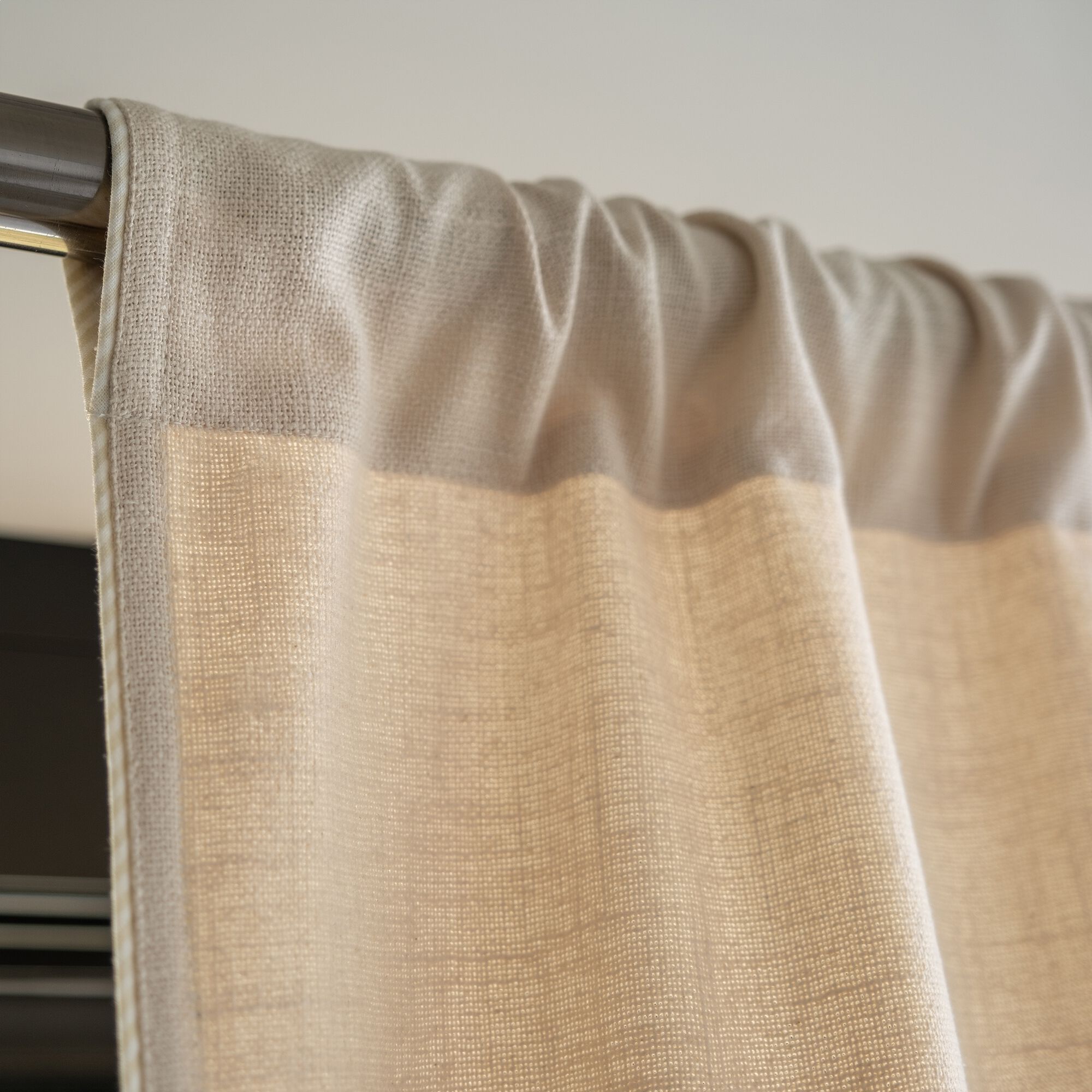 ARLES - Rideau passe-tringle en coton finition biais 140x260cm - beige