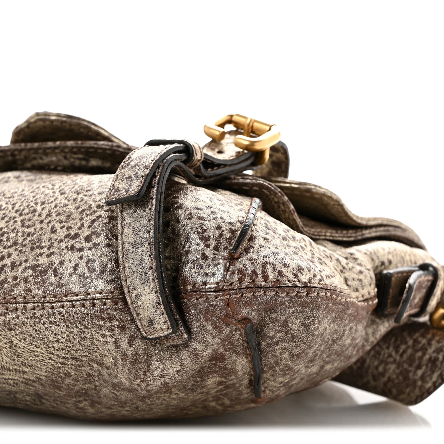 Metallic Pebbled Lambskin Paddington Satchel Grey - Top Club