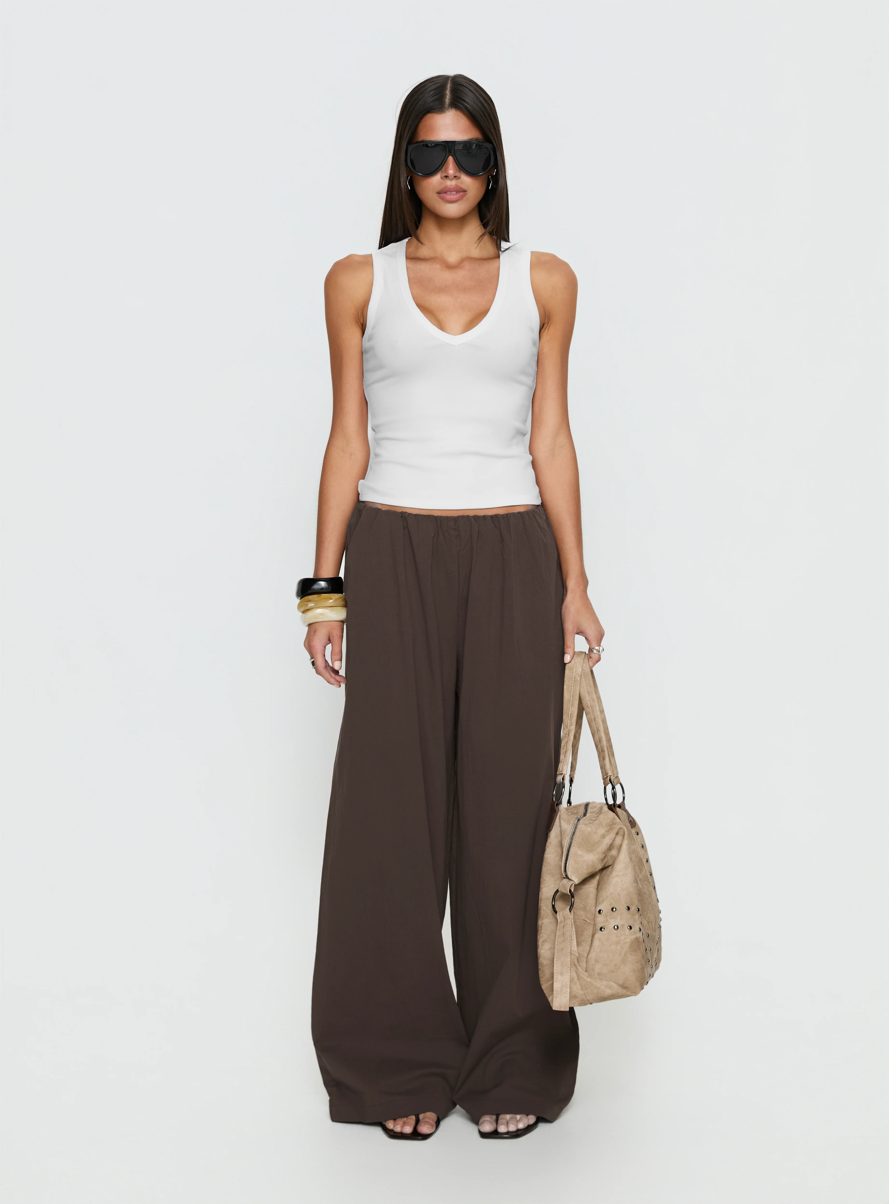 Lunea Concealed Waistband Pants Brown