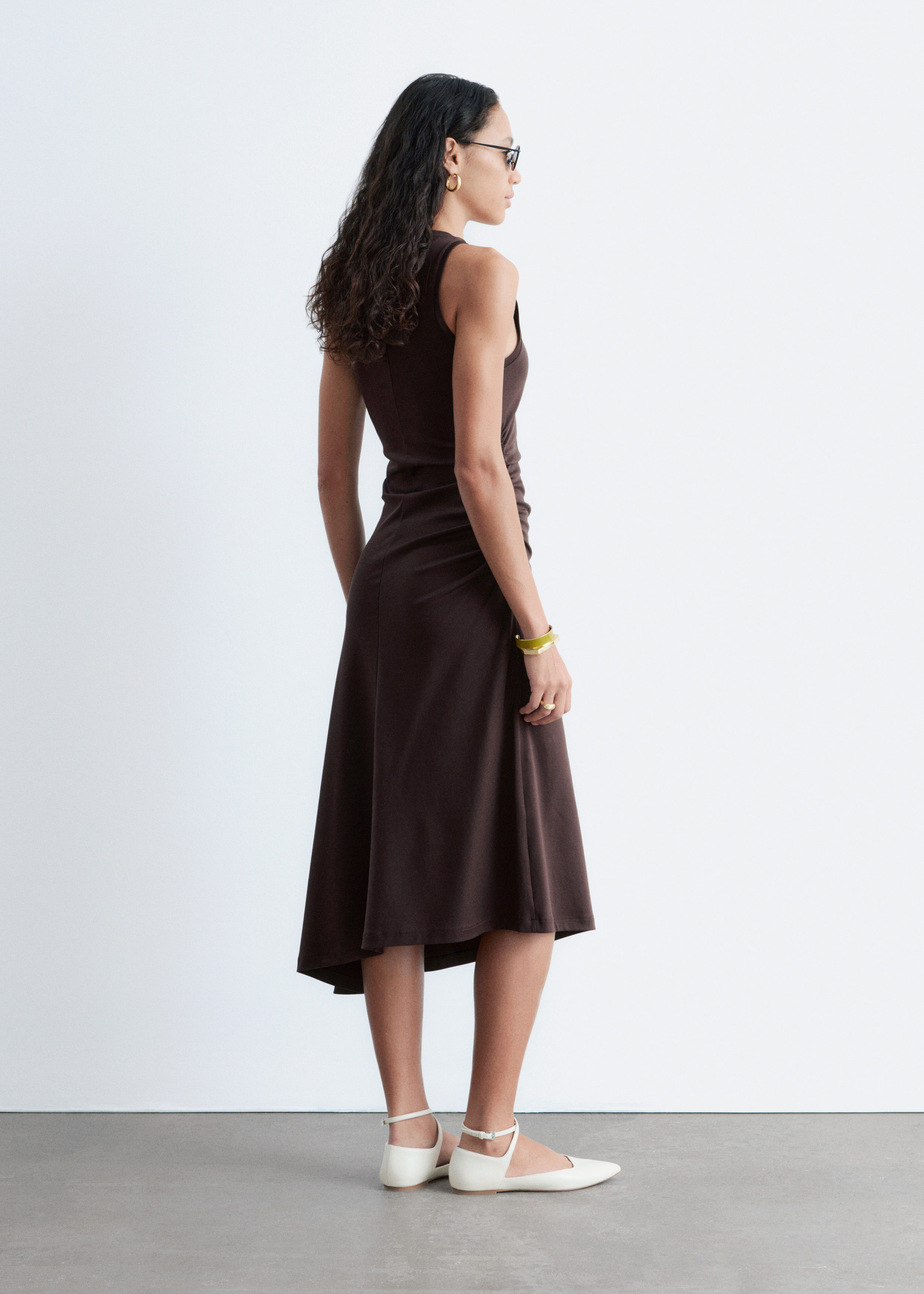 & Other Stories RUCHE ASYMMETRIC MIDI DRESS