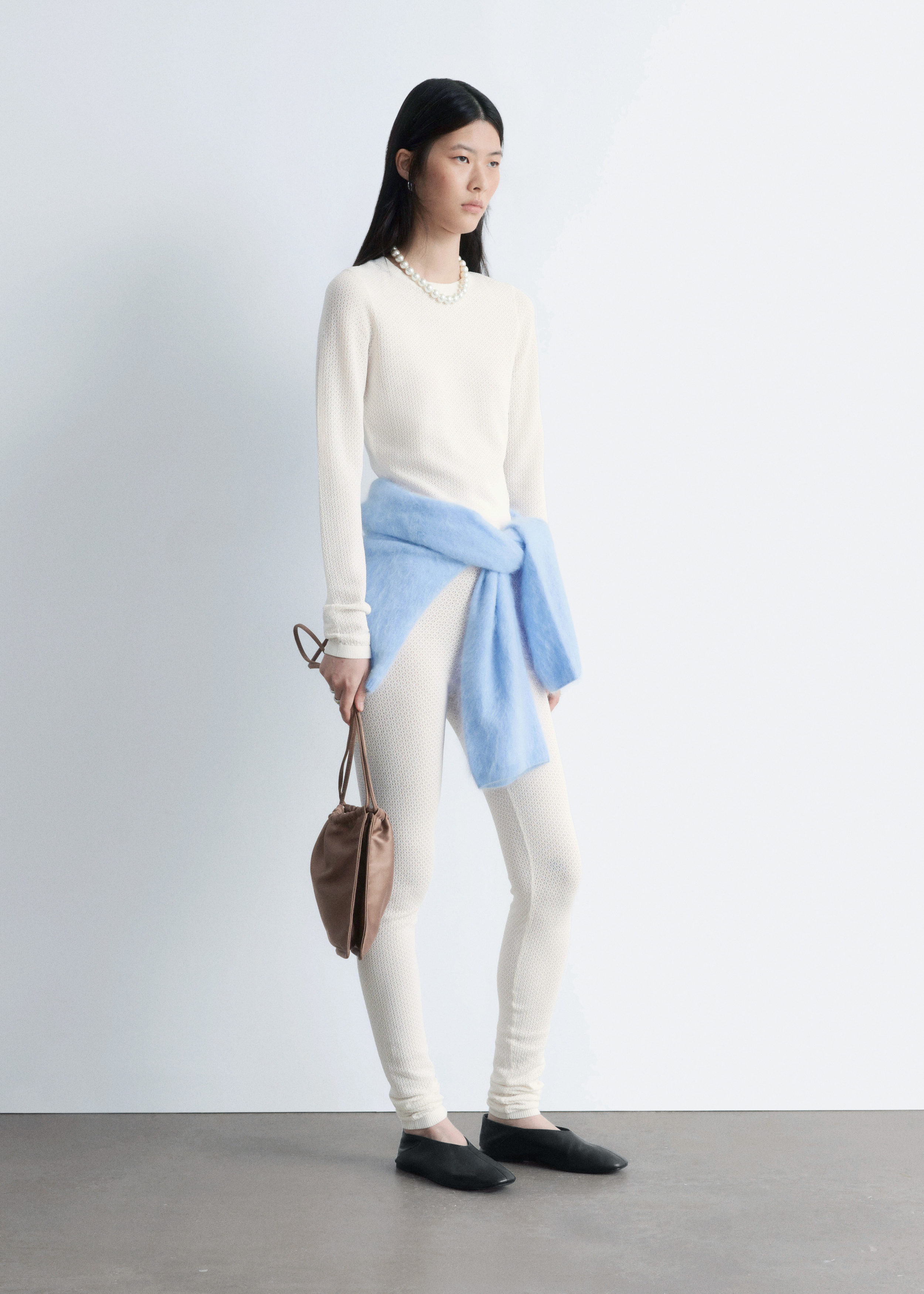 & Other Stories LONG-SLEEVE POINTELLE-KNIT TOP