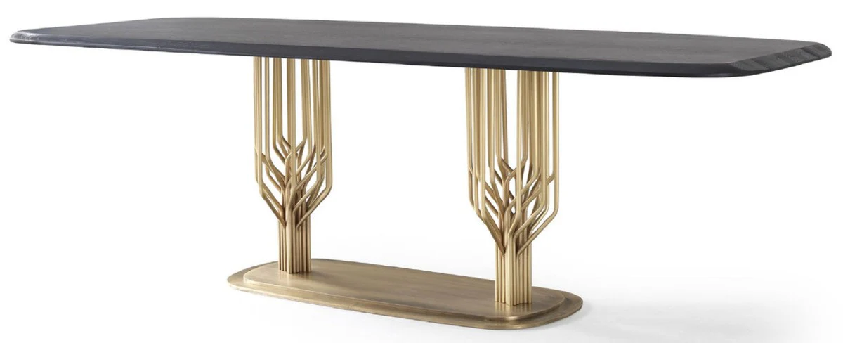 Luxury Dining Room Set Green Pattern / Black / Brass - 1 Luxury Dining Table & 8 Luxury Dining Chairs - Dining Room Furniture - Luxury Furniture - Luxury Collection