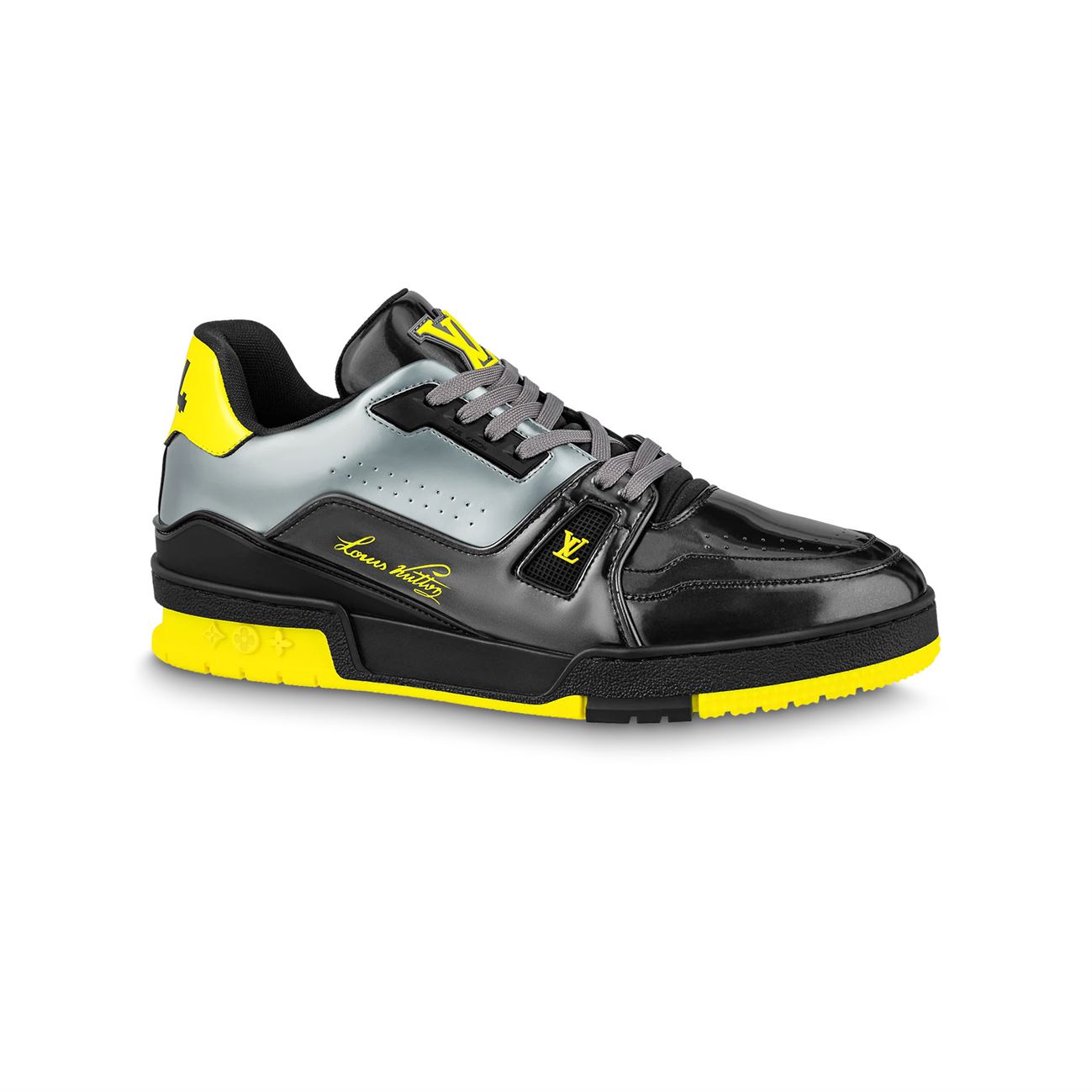 LV Shoes Replica TRAINER SNEAKERS IN BLACK PATENT CANVAS   LVS004 - Sneaker Replica Workshop
