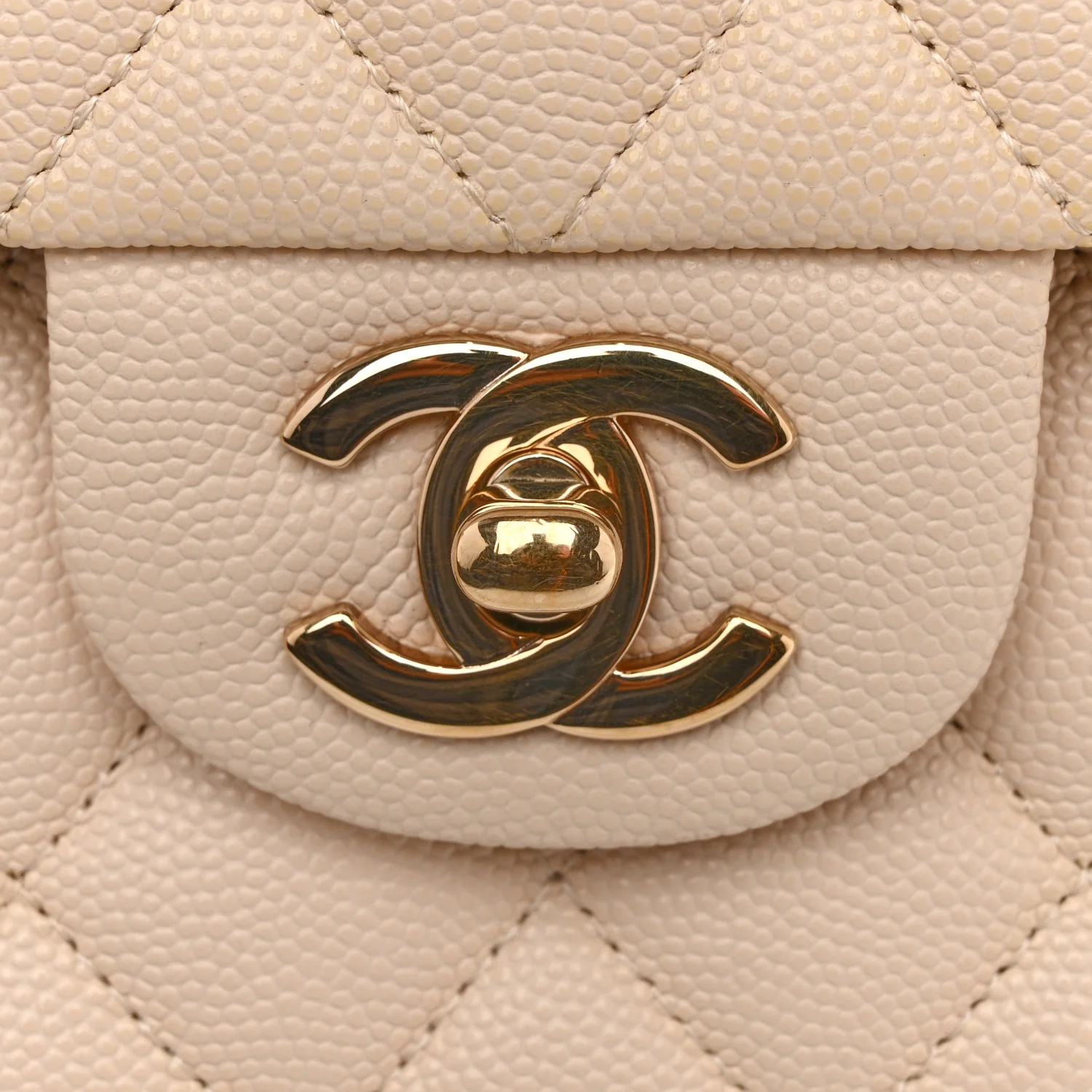 Caviar Quilted Medium Double Flap Light Beige - Top Club
