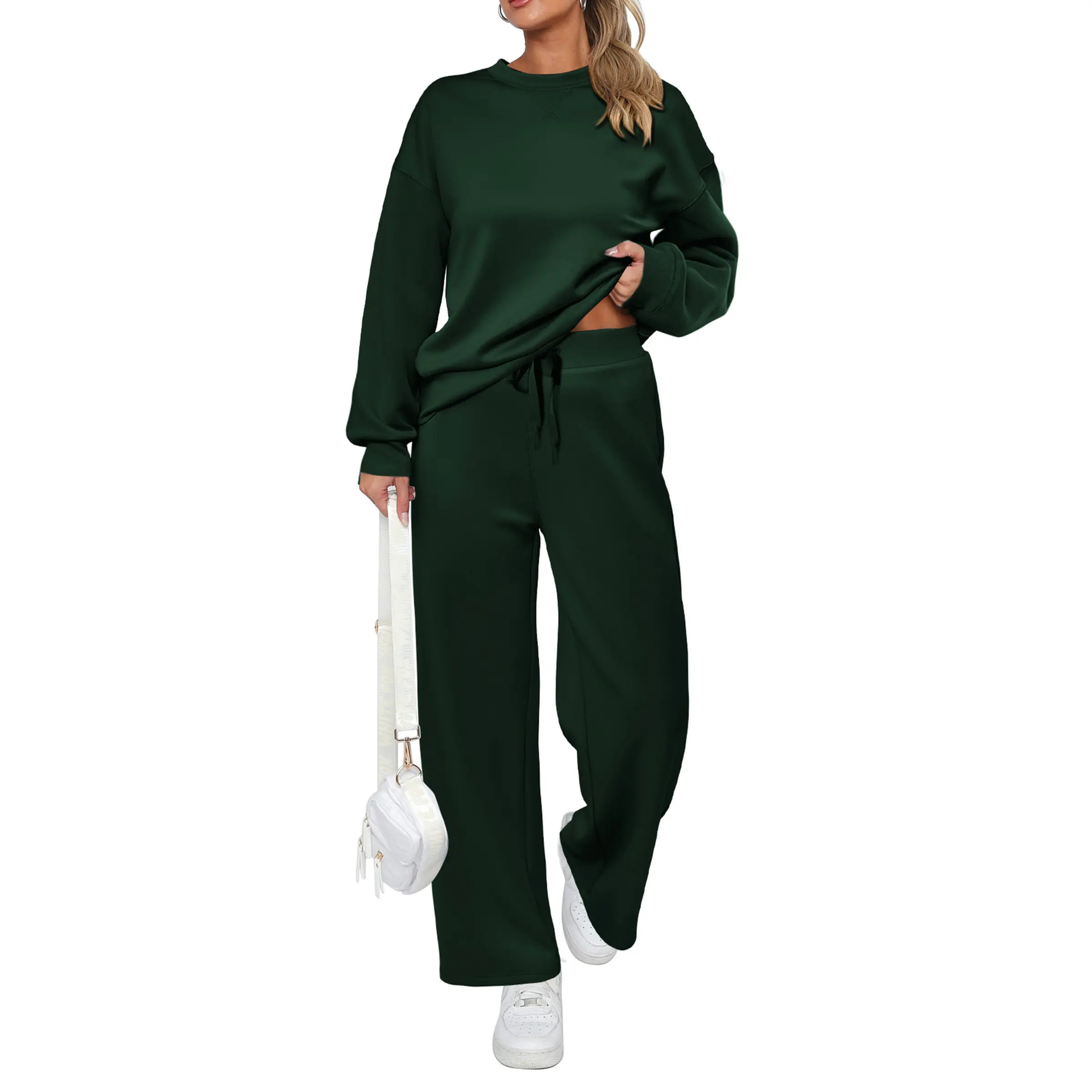 PrettyGarden Women's 2 Piece Outfits Long Sleeve Pullover Tops And Long Pants Lounge Sets Tracksuit