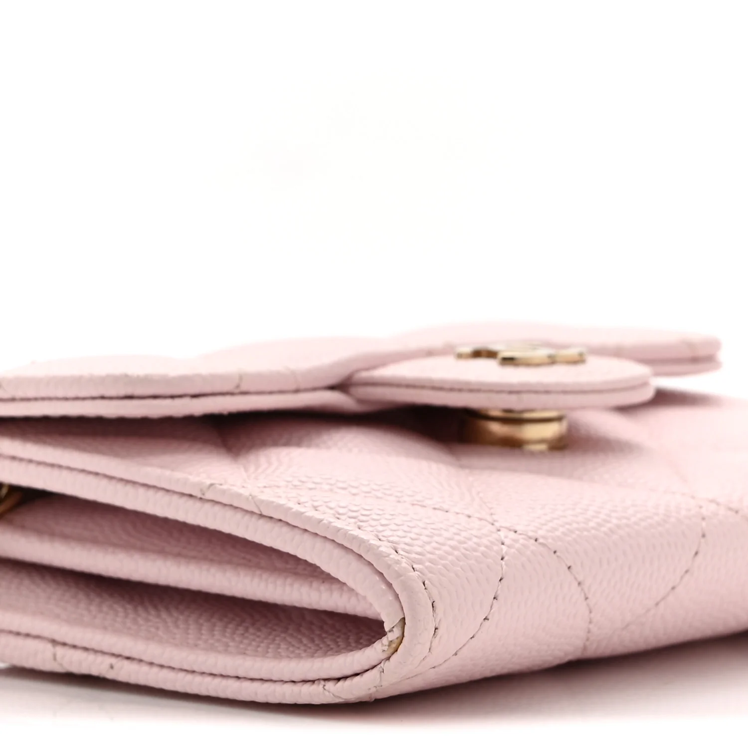 Caviar Quilted Flap Card Holder On Chain Pink - Top Club
