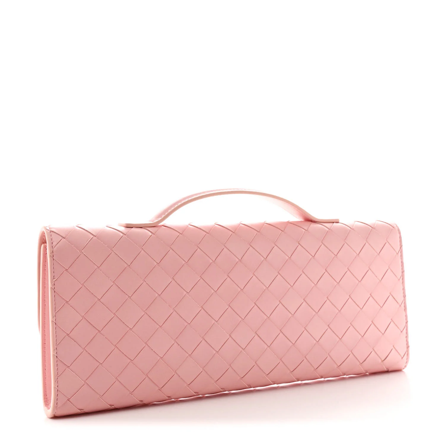 Nappa Intrecciato Long Andiamo Top Handle Clutch Rose - Top Club