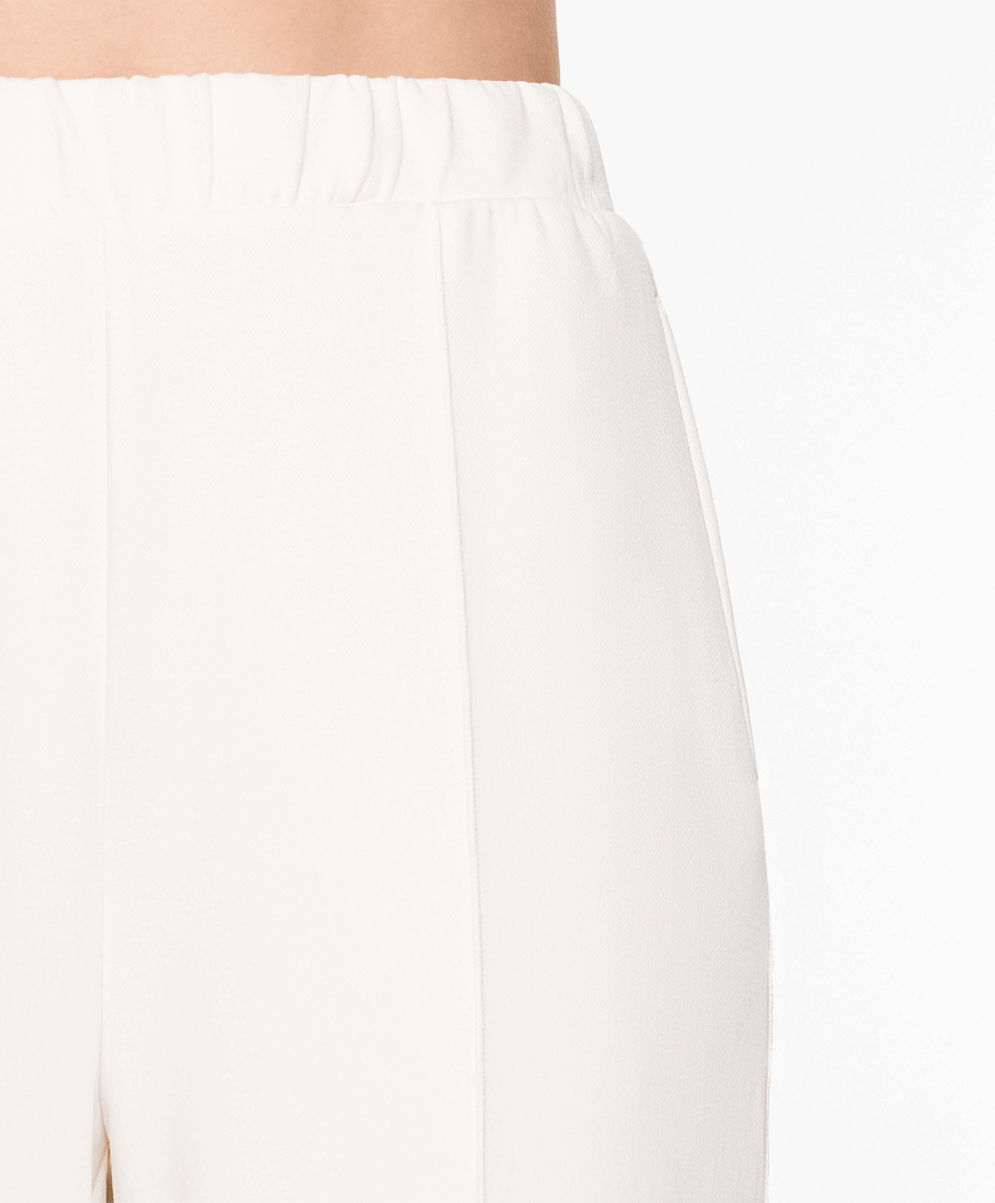 OYSHO Cotton blend piqué straight-leg trousers