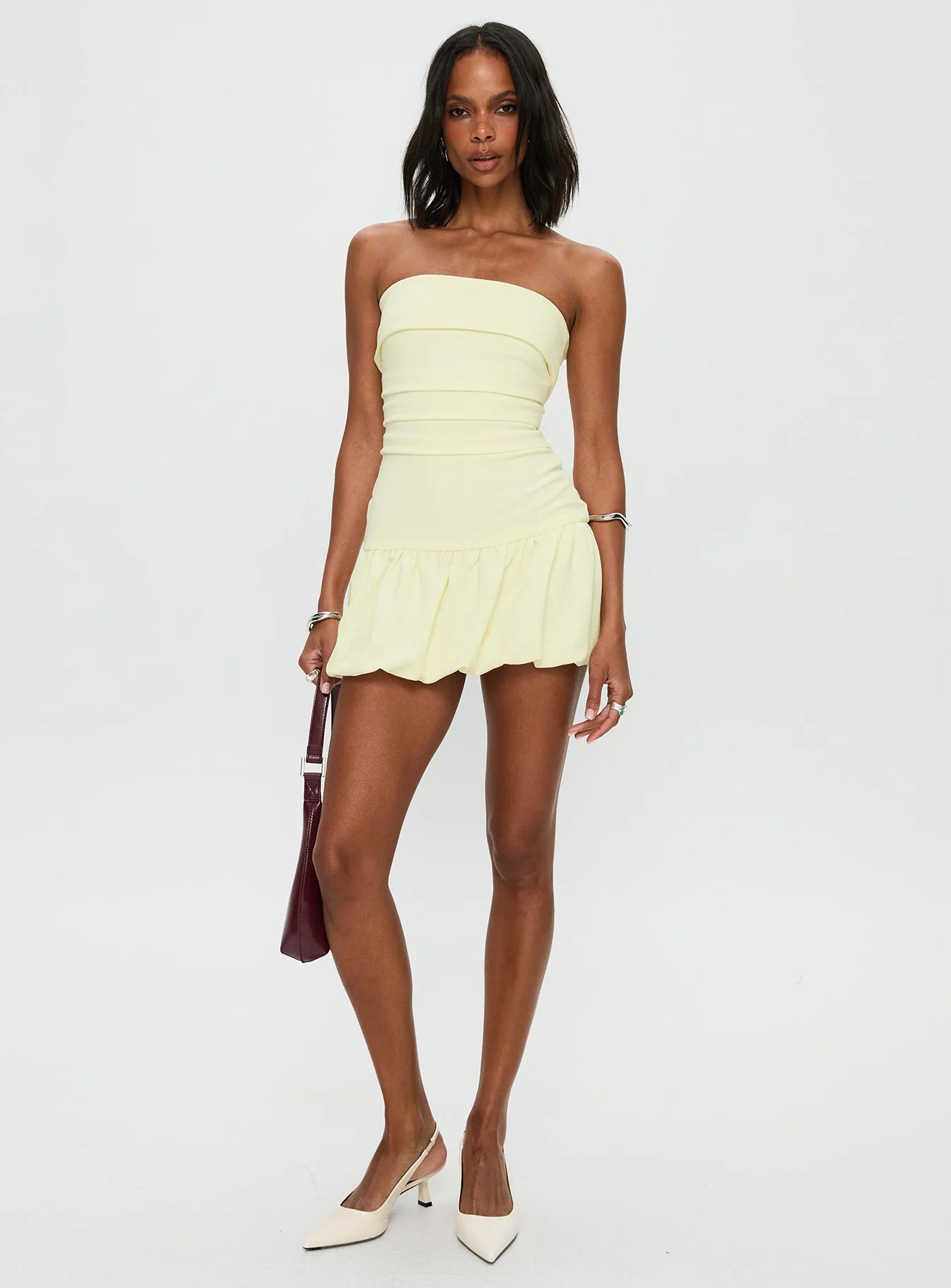 Mousse Strapless Mini Dress Lemon Tall