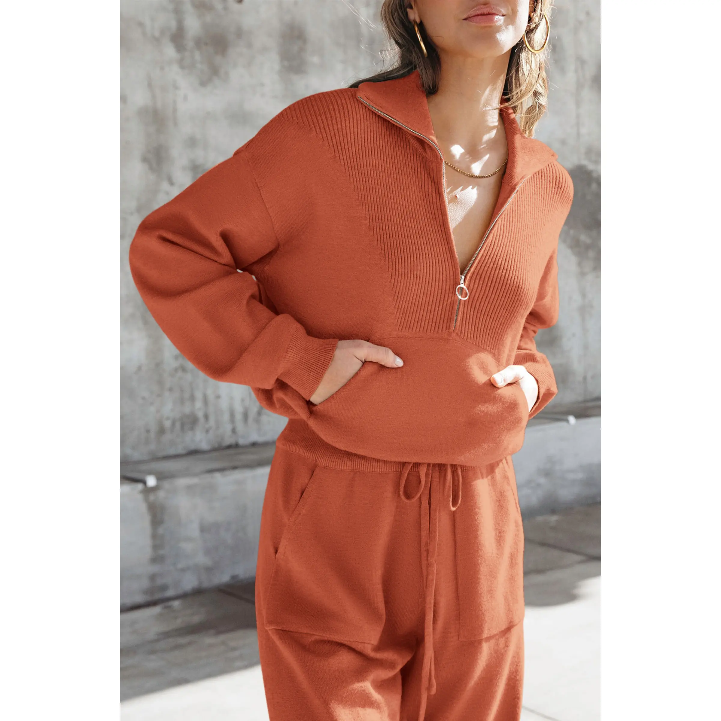 PrettyGarden Women's 2-Piece Sweater Set Pullover Zip Up Sweatshirt Jogger Sweatpants Tracksuit Casual Outfit