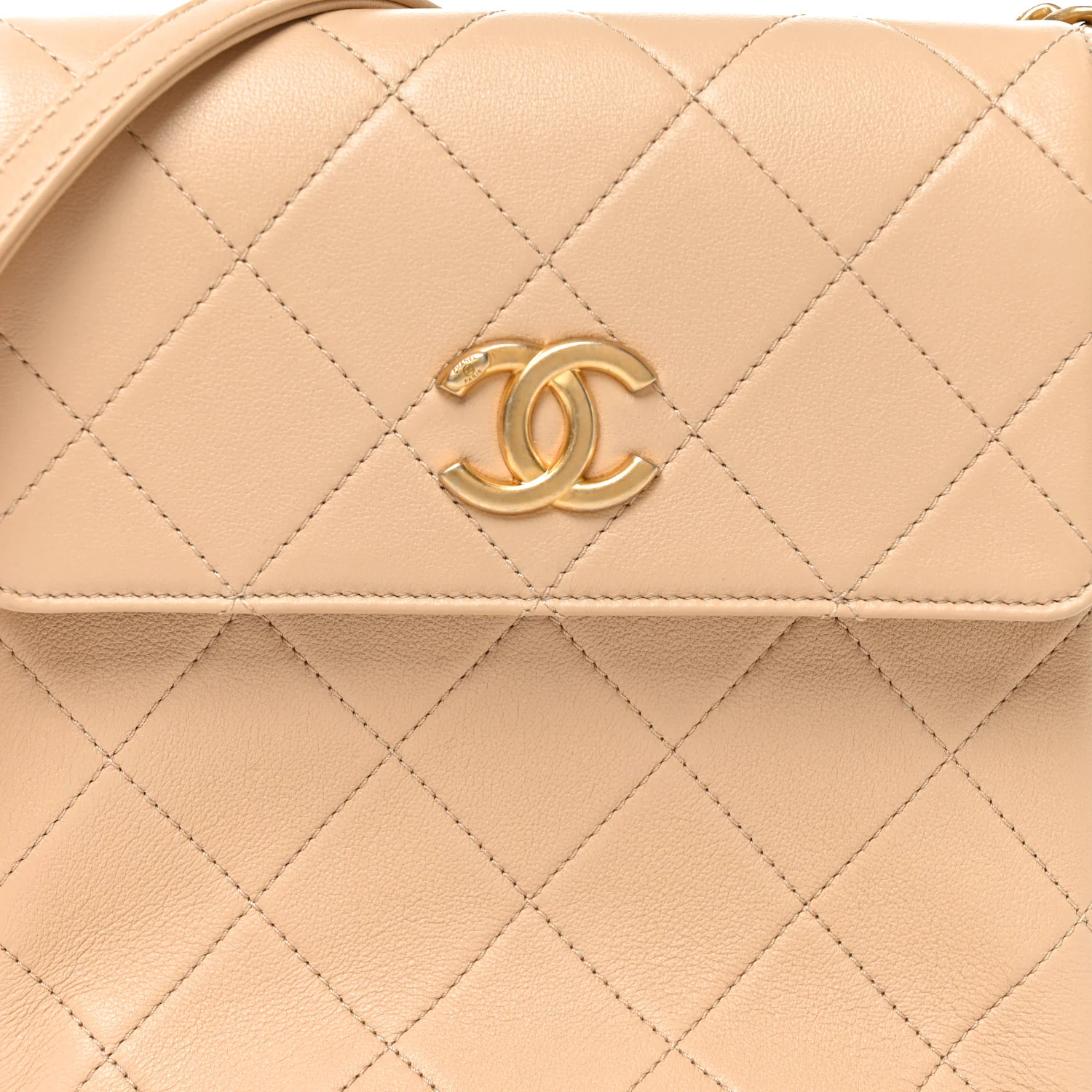 Calfskin Quilted Pearl Small Hobo Bag Beige - Top Club