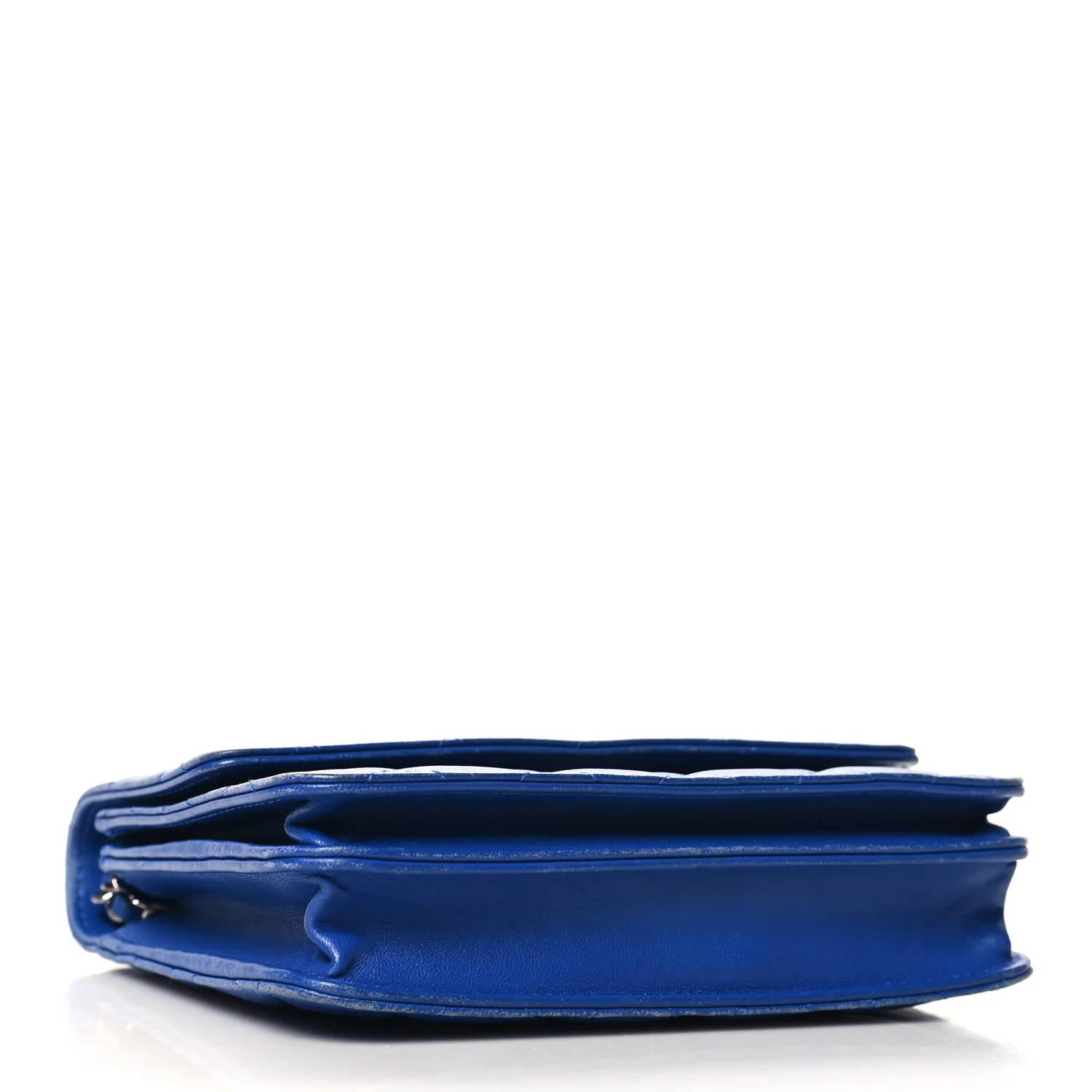 Lambskin Quilted Square Wallet On Chain WOC Blue - Top Club