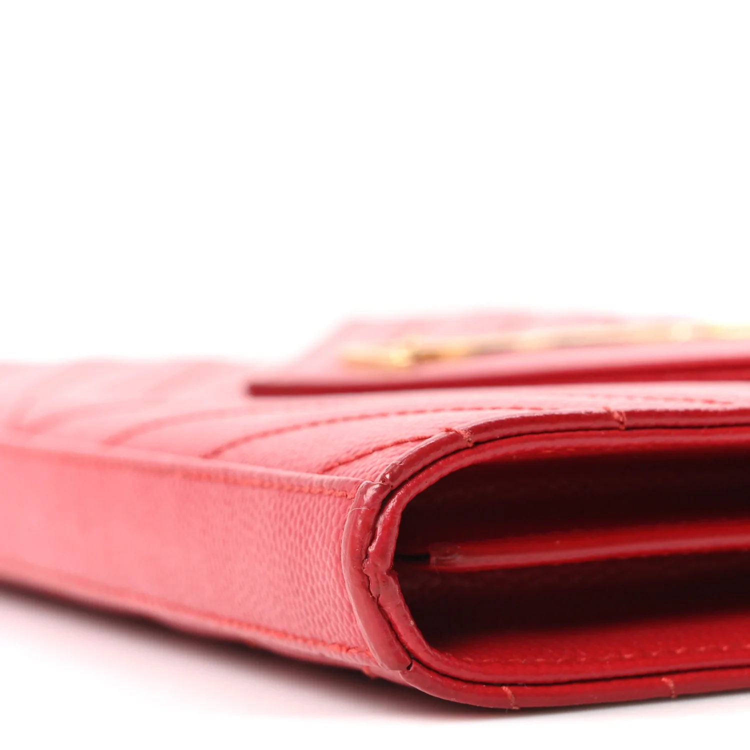 Grain De Poudre Matelasse Chevron Monogram Chain Wallet Rouge Eros - Top Club