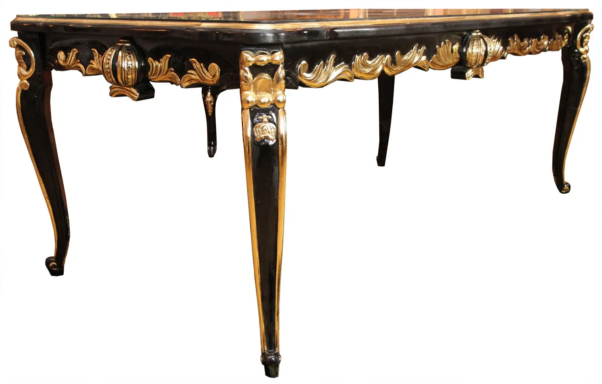 Pompöös by Baroque luxury dining table with glass top black / gold 200 x 100 cm - Pompöös baroque dining table designed by Harald Glööckler