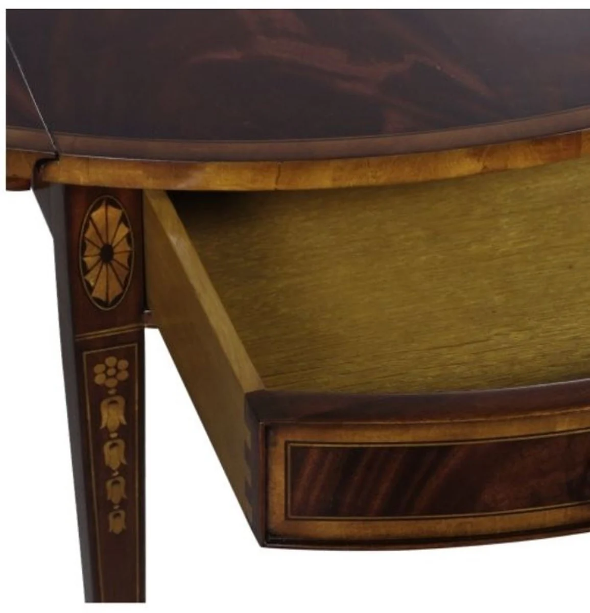 Luxury mahogany side table with drawer brown 96 x 77 x H. 73 cm - living room furniture