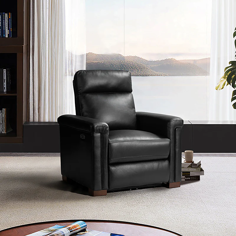 Lea 36.02" Wide Genuine Leather Power Recliner