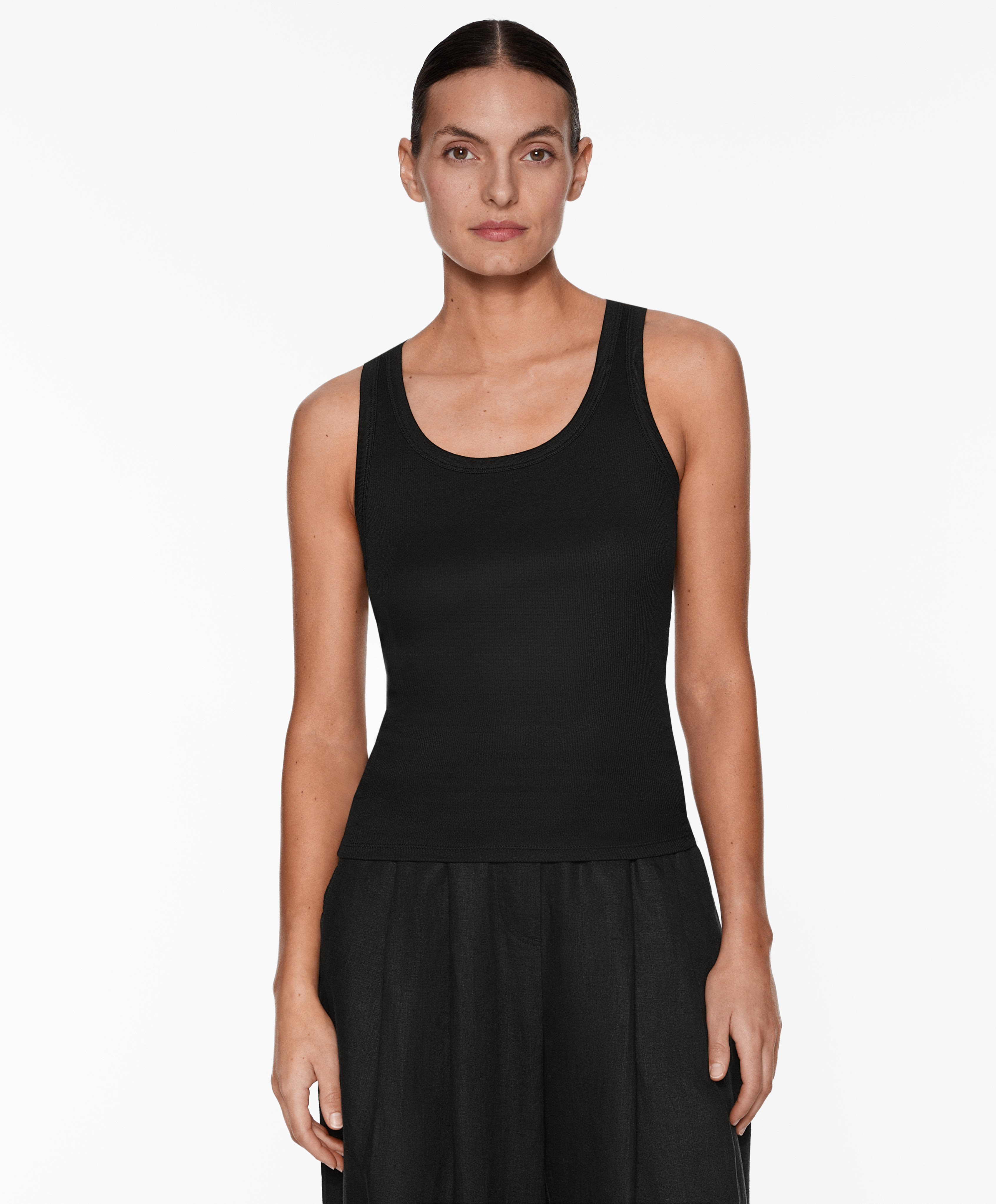 OYSHO Rib vest top with cotton and modal