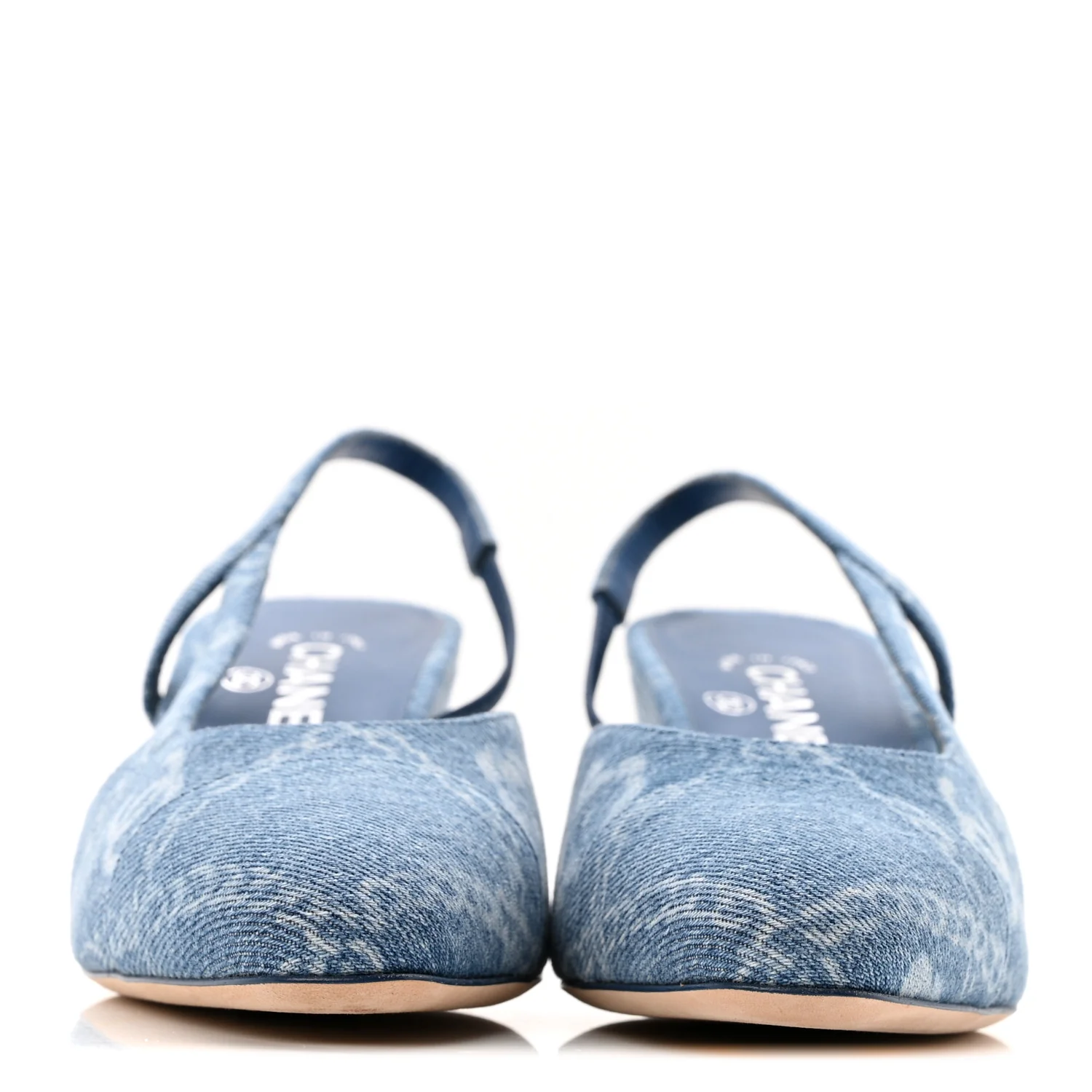 Denim Cap Toe Denim Slingback Pumps 39 Blue - Top Club