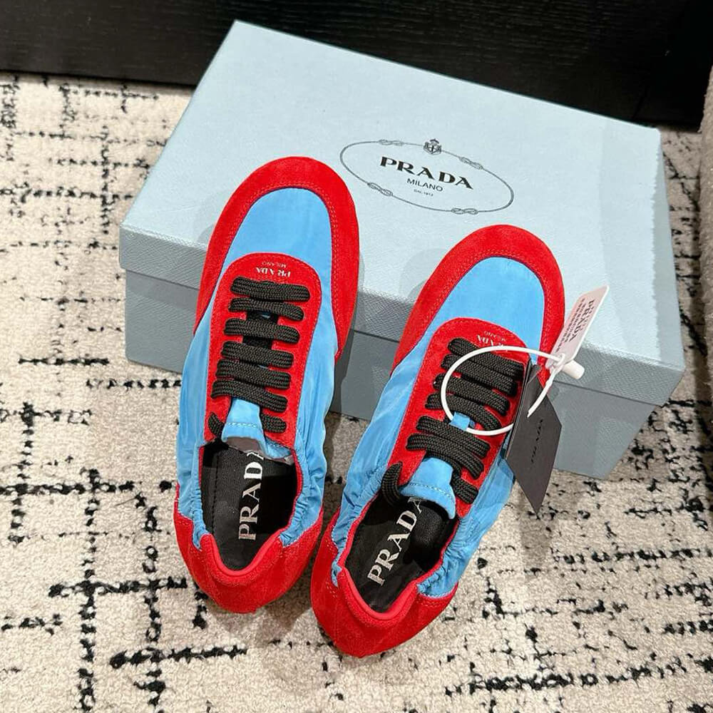 PRADA Collapse Re-Nylon and suede elasticized sneakers - Top Club