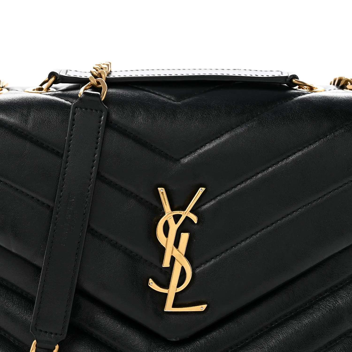 Calfskin Y Quilted Monogram Small Loulou Chain Satchel Black - Top Club