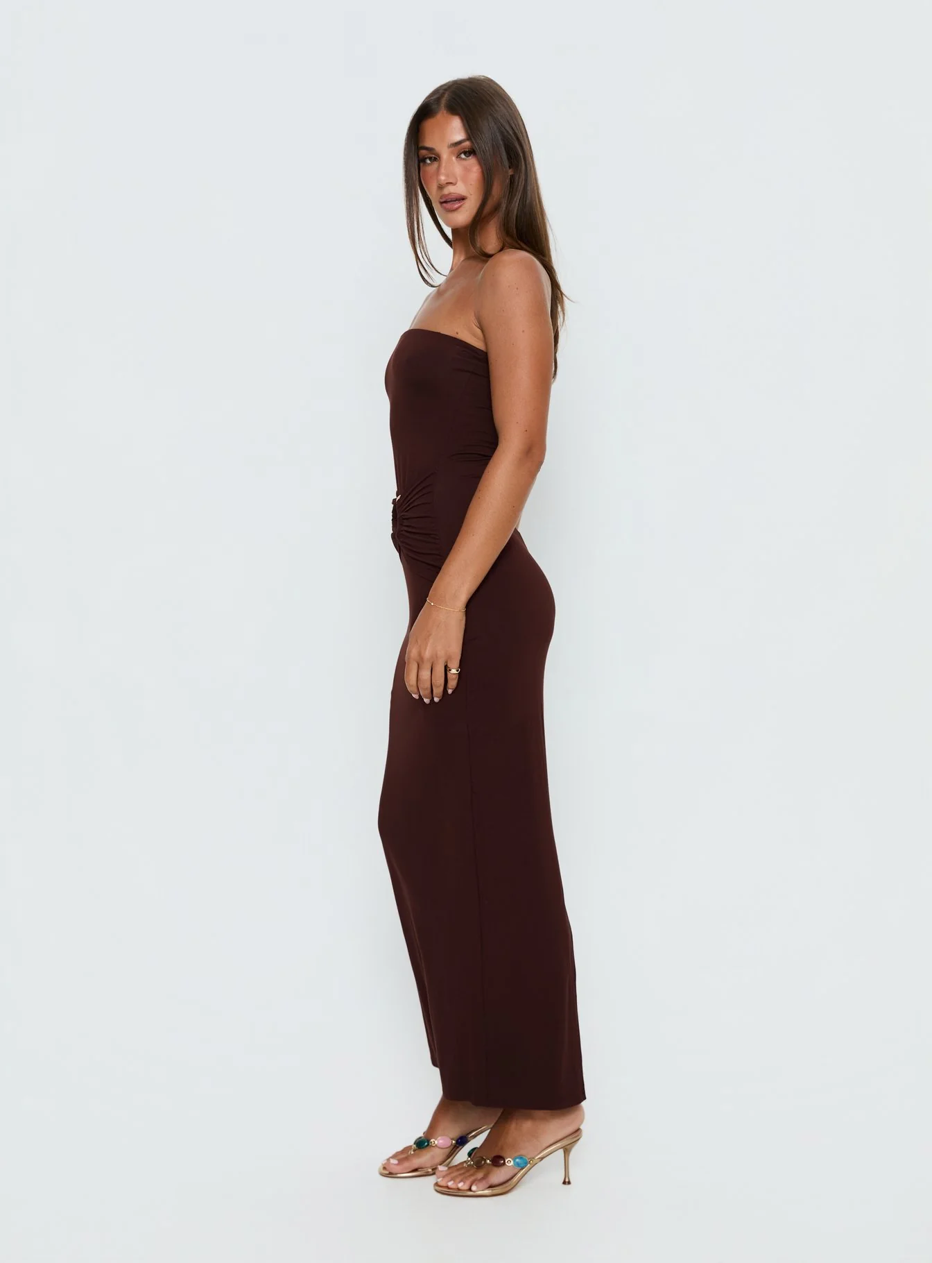 Signature Move Strapless Maxi Dress Chocolate Brown
