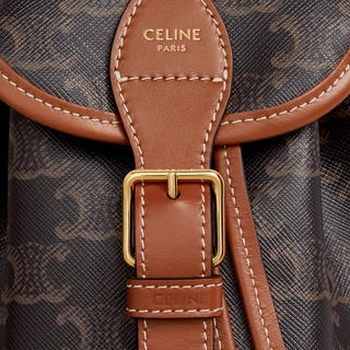 MINI BACKPACK FOLCO IN TRIOMPHE CANVAS AND CALFSKIN TAN - Top Club
