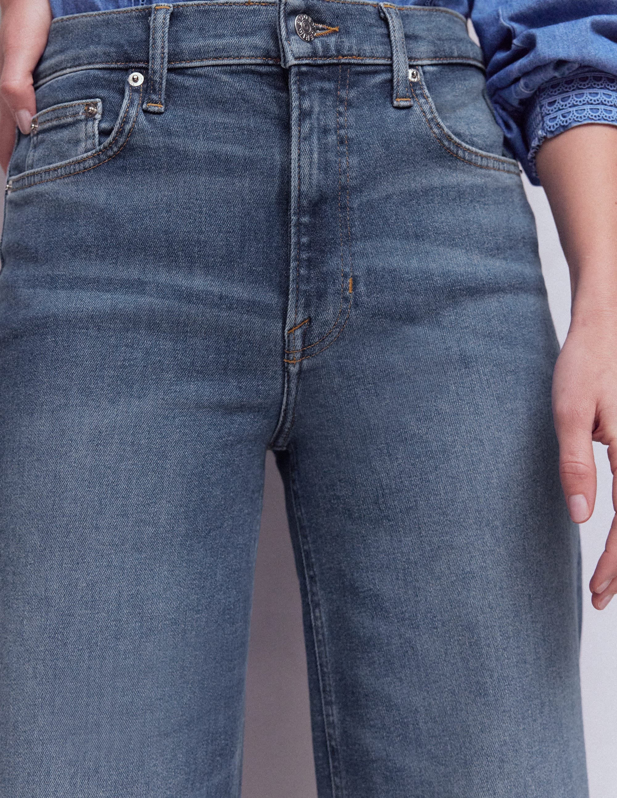 Hoch geschnittene Jeans mit weitem Bein-Beatnik Red