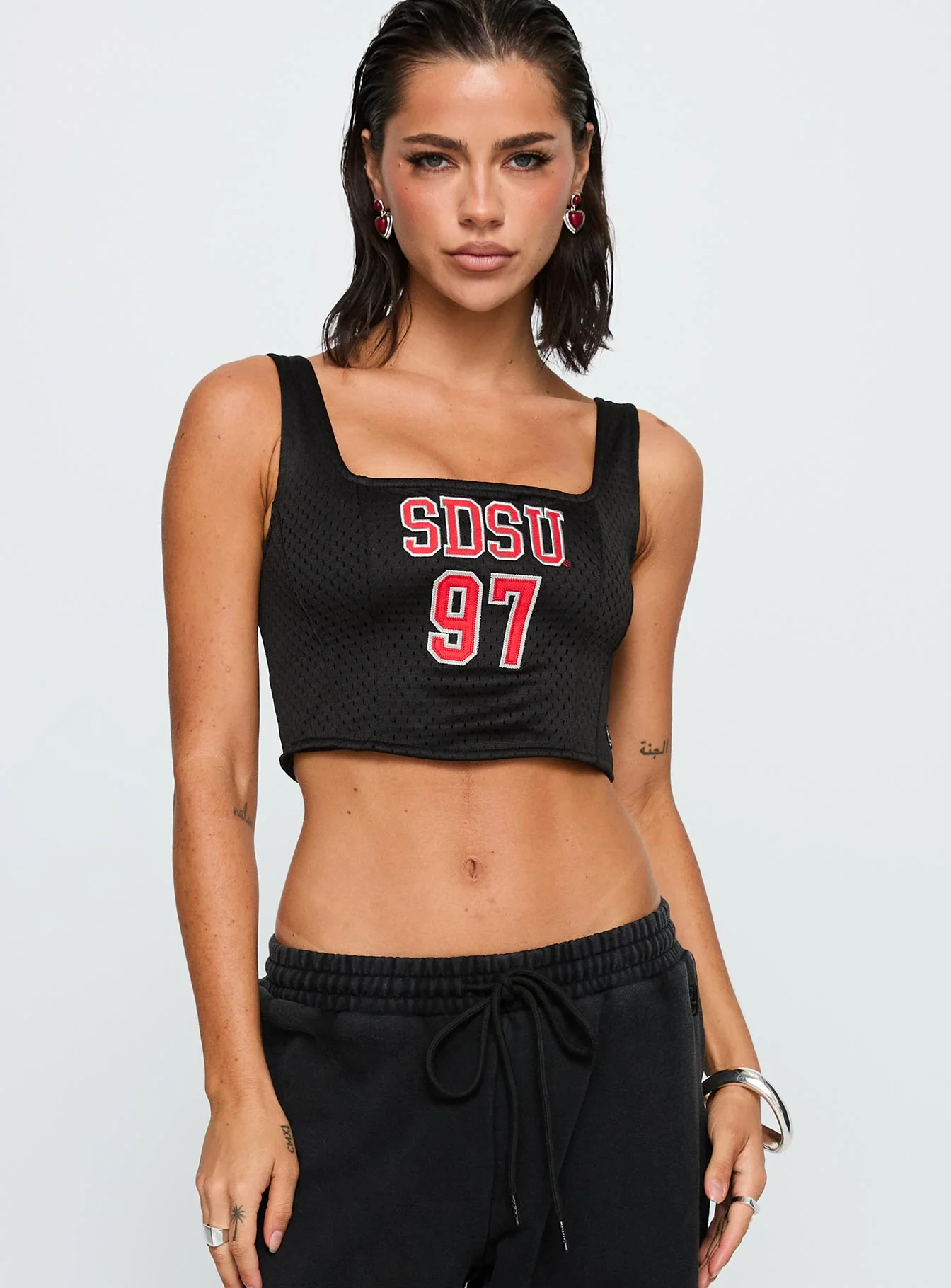 SDSU Jersey Corset Top Black
