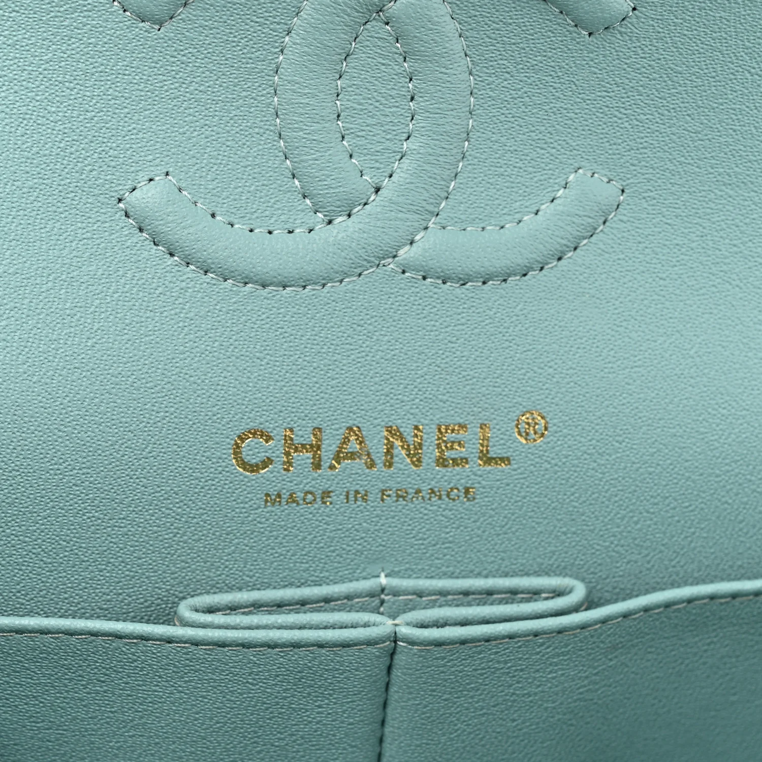 Caviar Quilted Small Double Flap Light Blue - Top Club