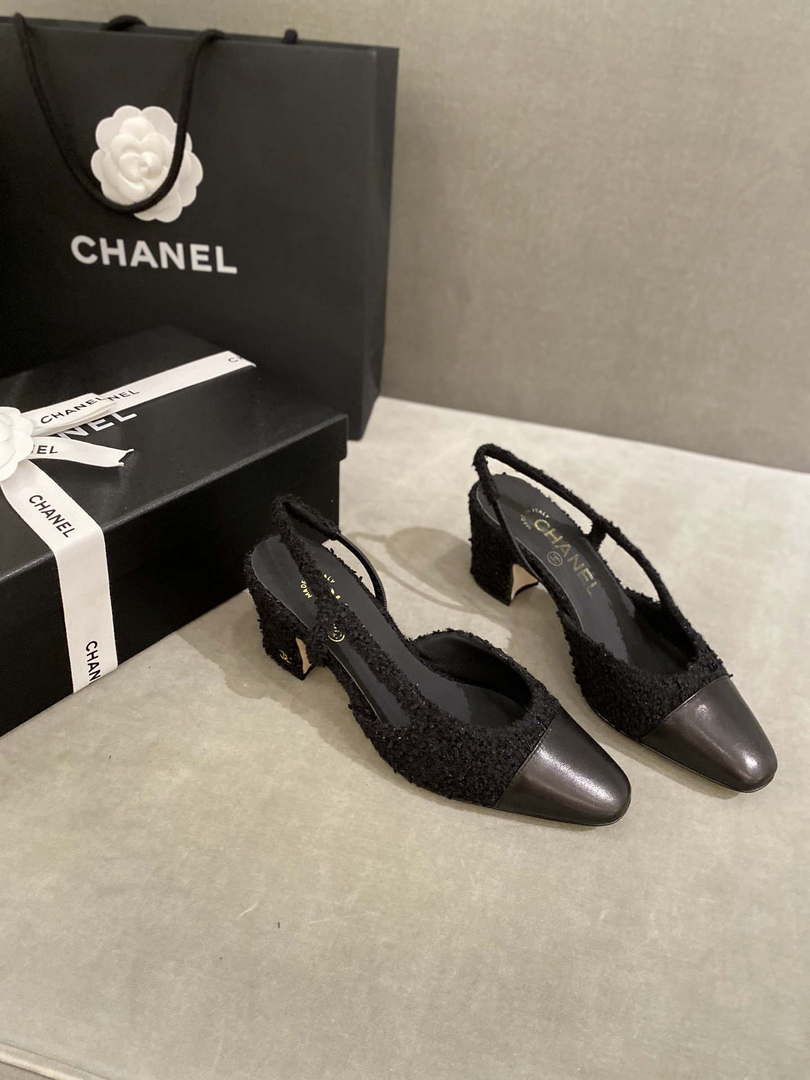 Chanel Women's G31318 Slingbacks Goatskin Grosgrain Sandals Shoes C91004 - Sneaker Replica Workshop
