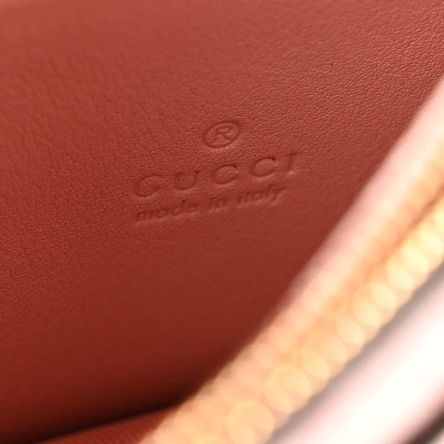GG Supreme Monogram Textured Calfskin Emblem Wallet On Chain Pink - Top Club