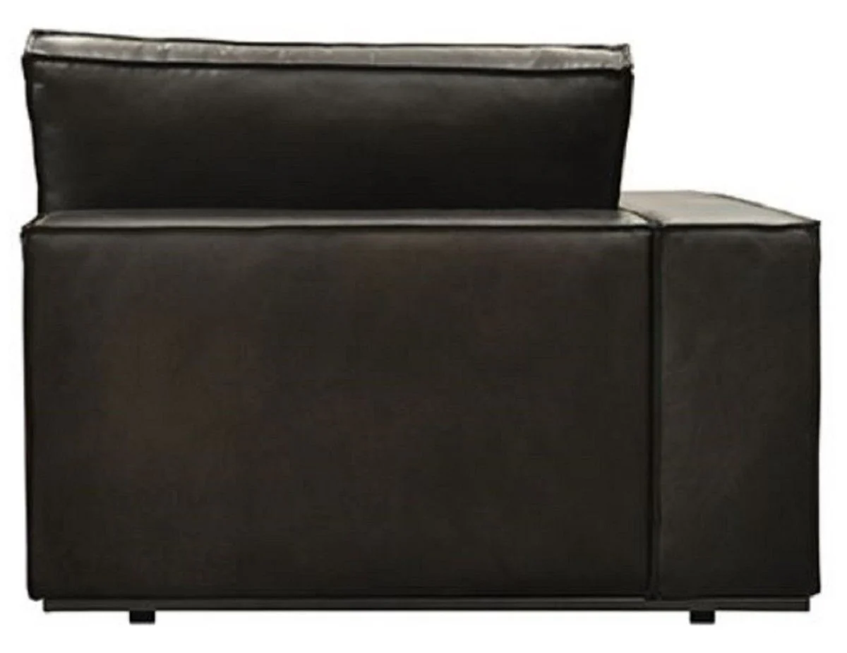 Luxury genuine leather chaise longue right side black 186 cm