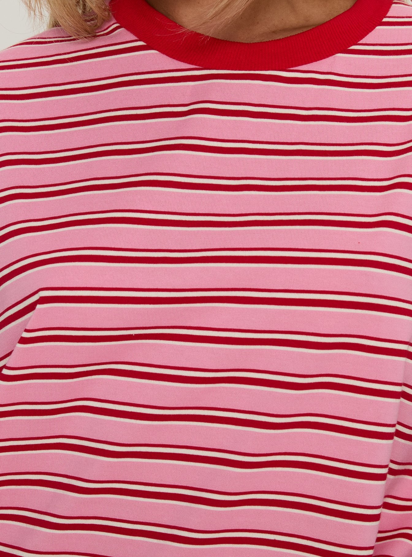Settle Down Long Sleeve Top Pink / Red Stripe