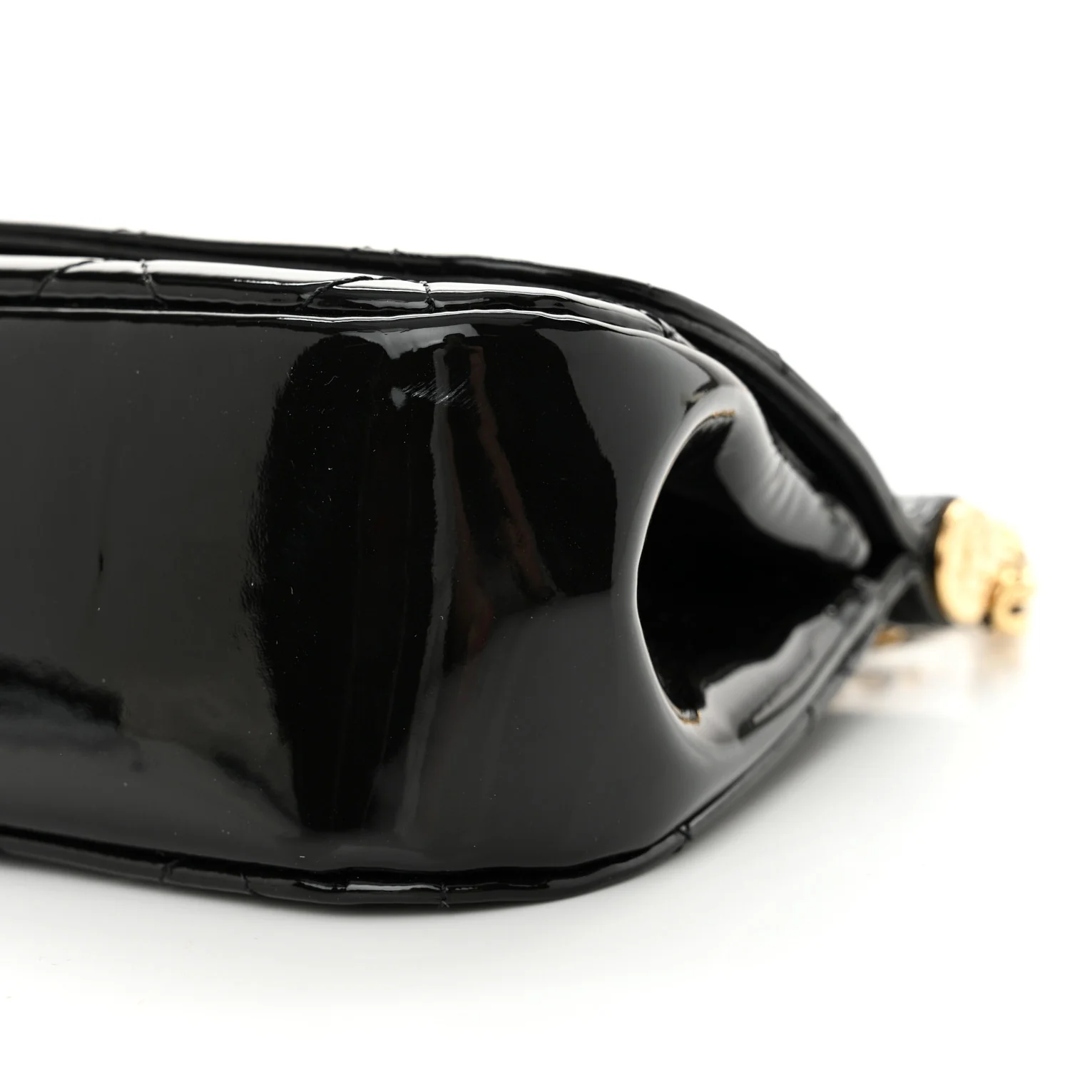 Patent Quilted Frame Clutch Flap With Chain Black - Top Club