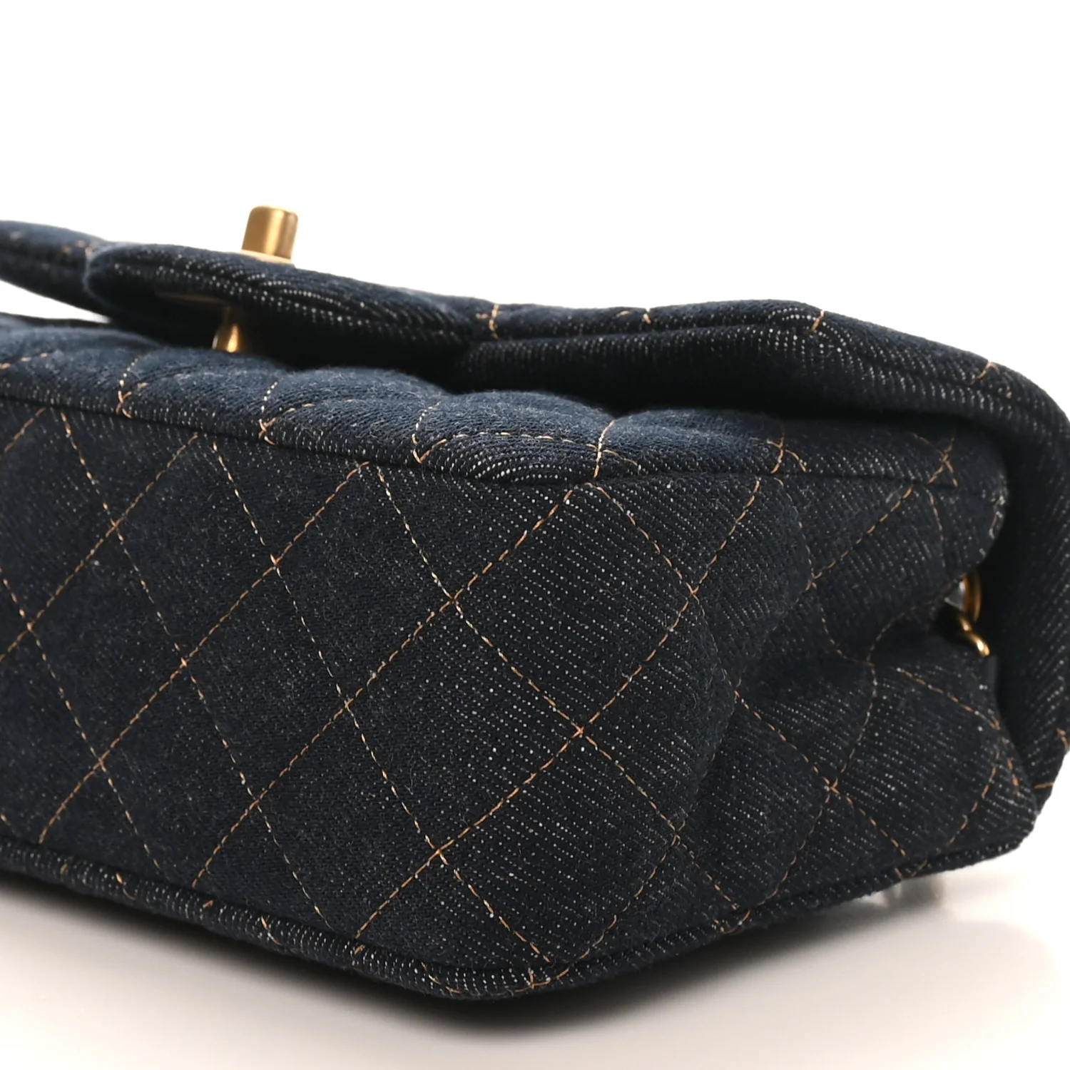 Denim Quilted Mini Rectangular Flap Dark Blue - Top Club