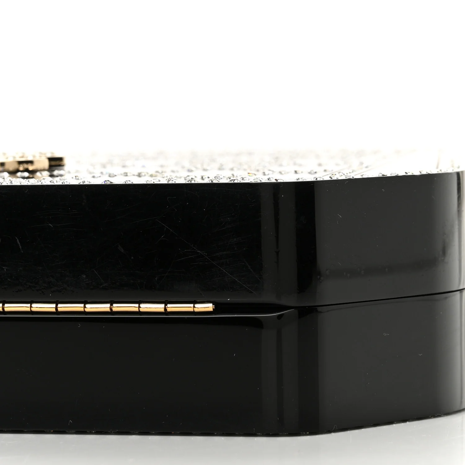 Plexiglass Crystal Quilted Minaudiere Clutch Black White - Top Club