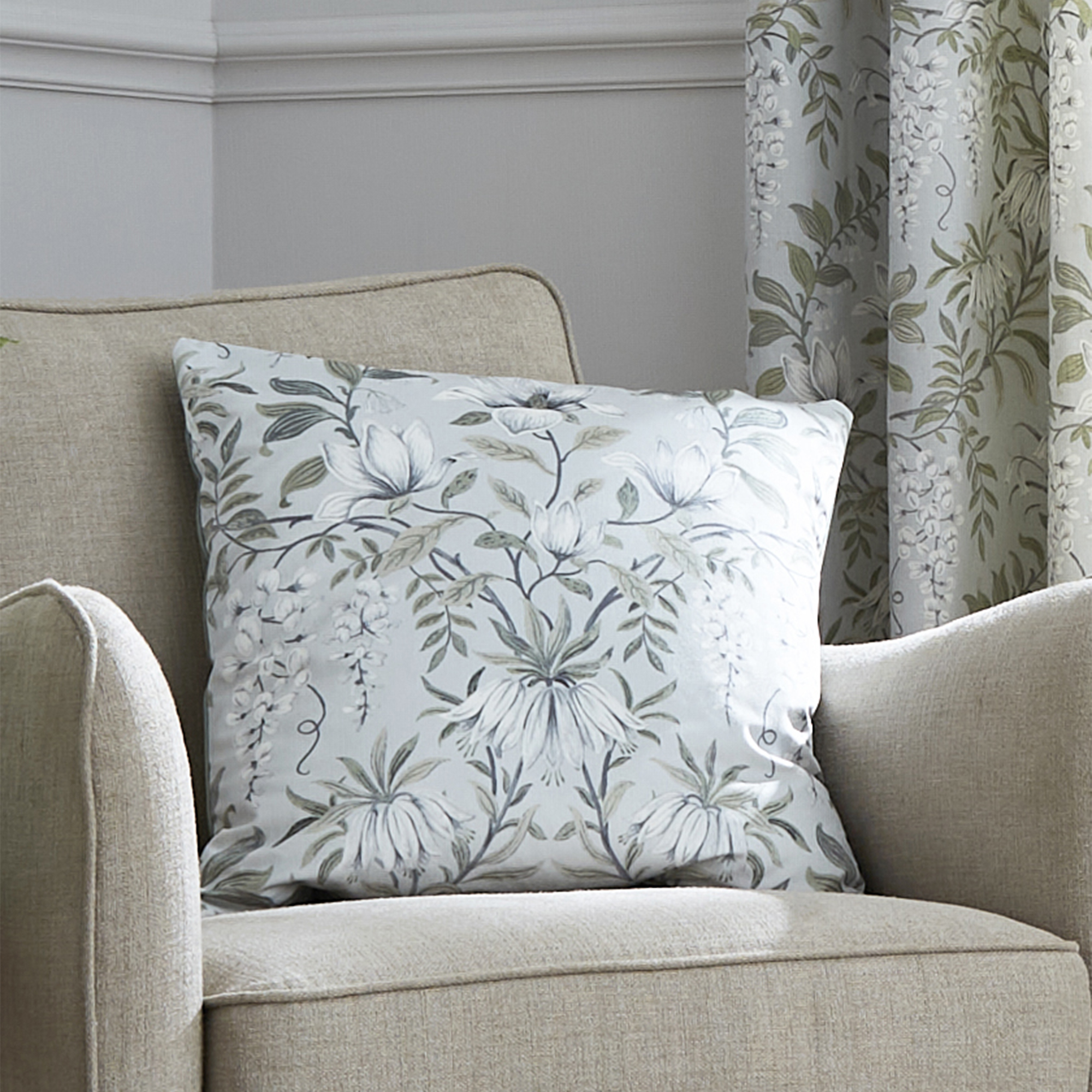 Sierkussen Parterre Printed Sage 50x50 cm