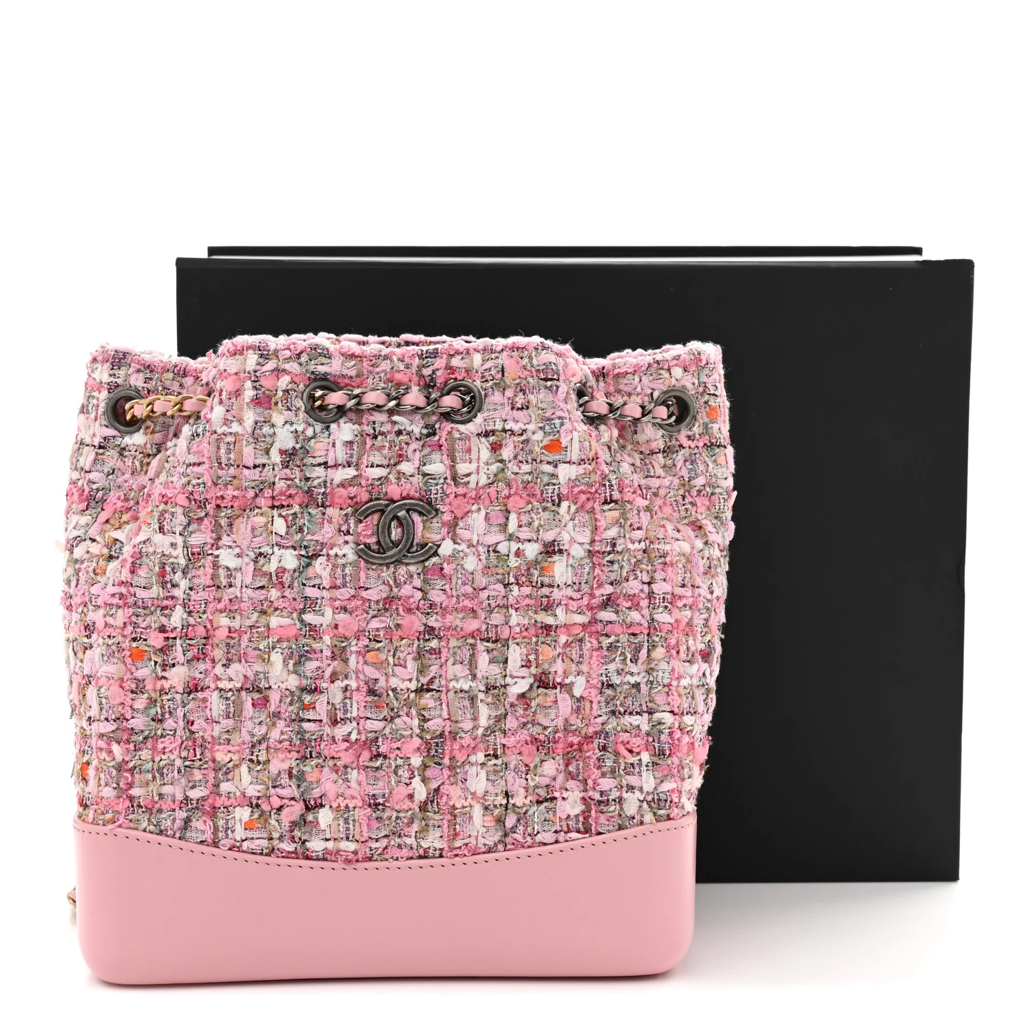 Tweed Calfskin Quilted Gabrielle Backpack Pink - Top Club