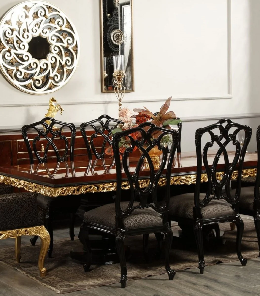 Luxury Baroque Dining Room Chair Gray / Black H. 116 cm - Baroque Dining Room Furniture