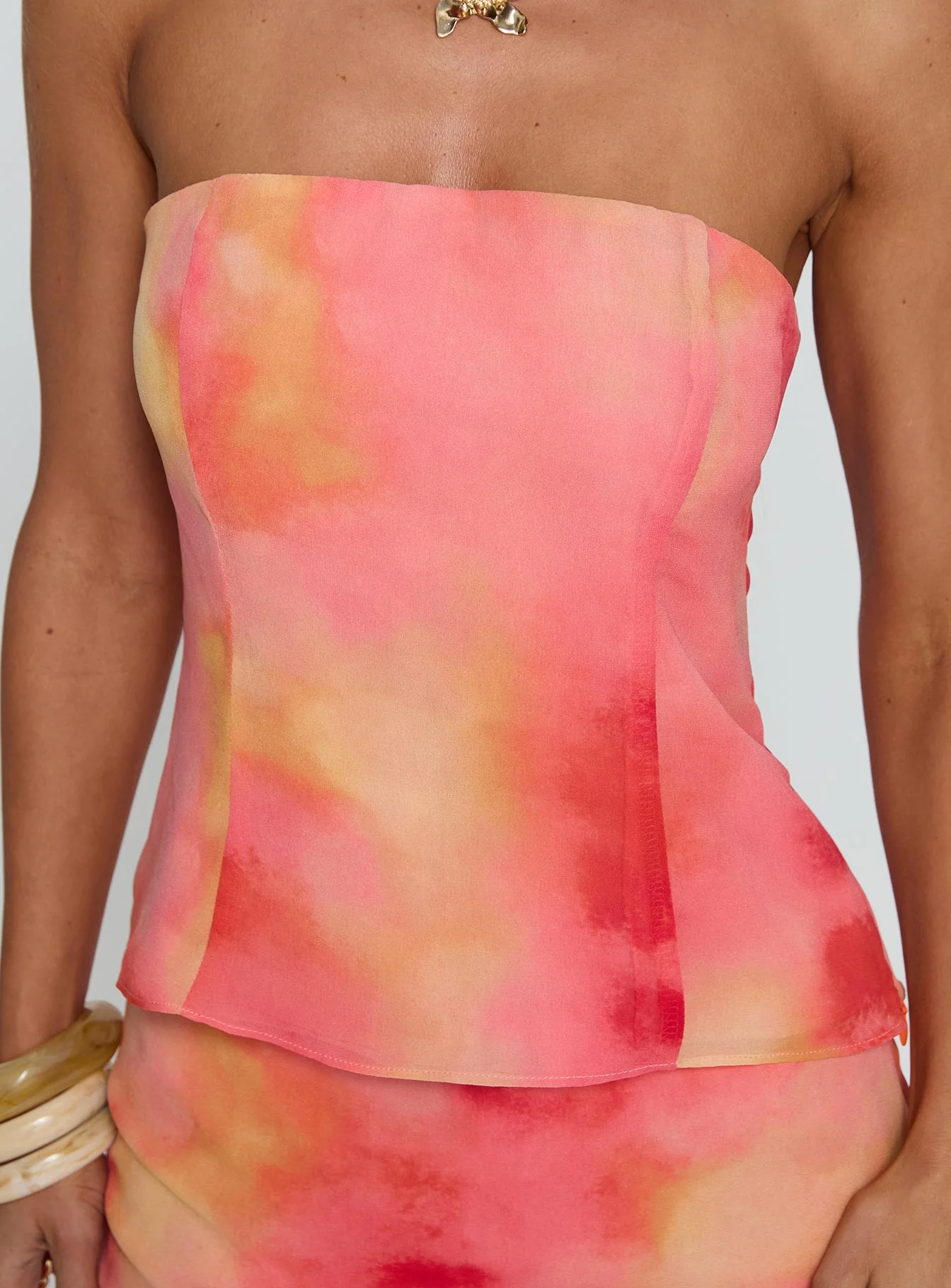 Fondness Scarf Detail Strapless Top Multi