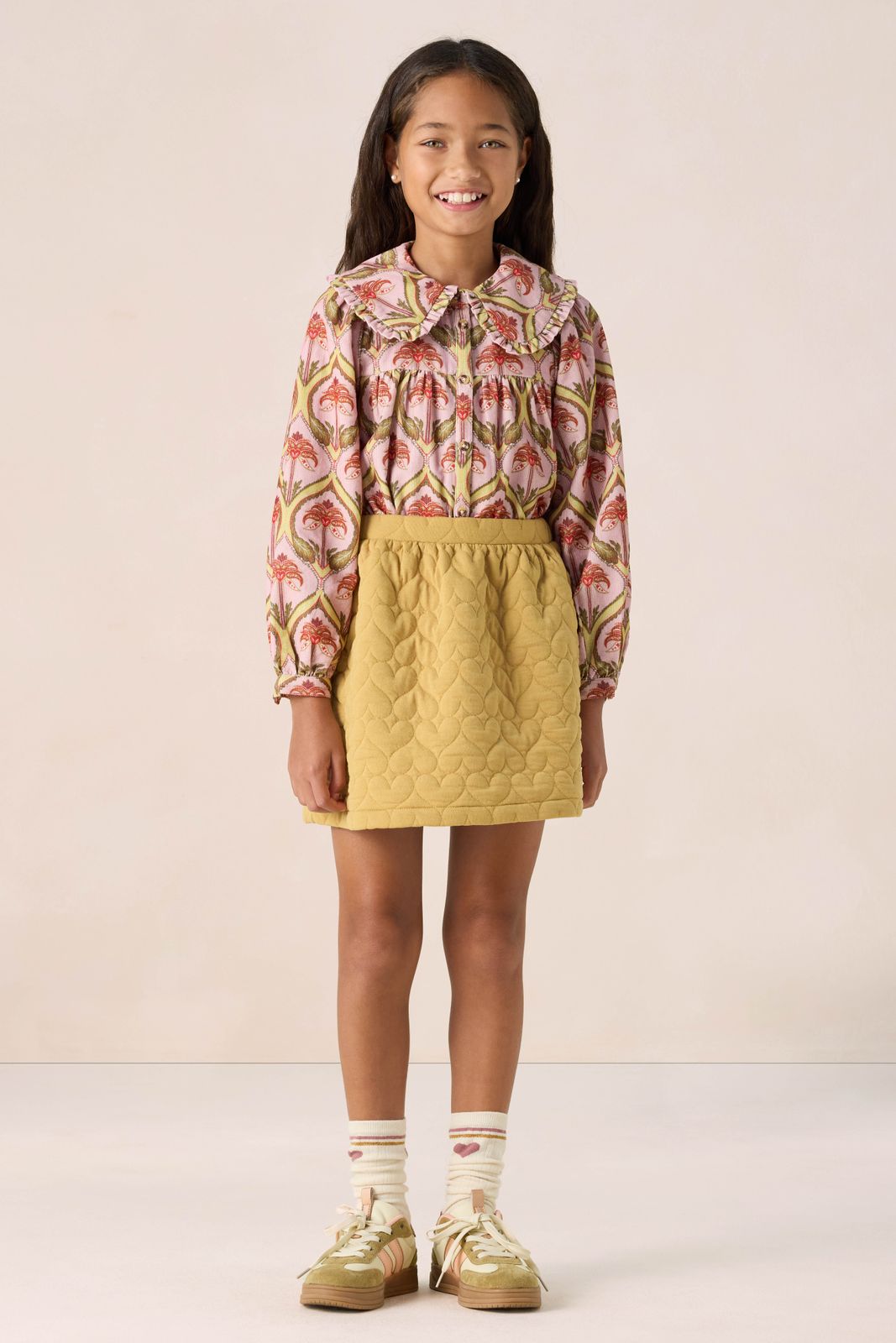 Roze blouse met palmboom print