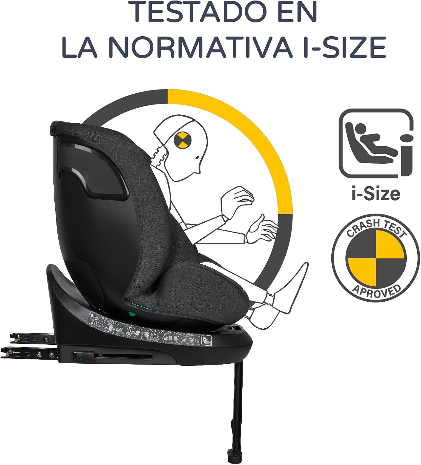 Ms Denver I-Size - Seggiolino da auto girevole a 360° con ISOFIX e gamba di appoggio, 40-150 cm (0~36 kg), circa 0-12 anni - Recolamento Isize R129 - Massima reclinazione