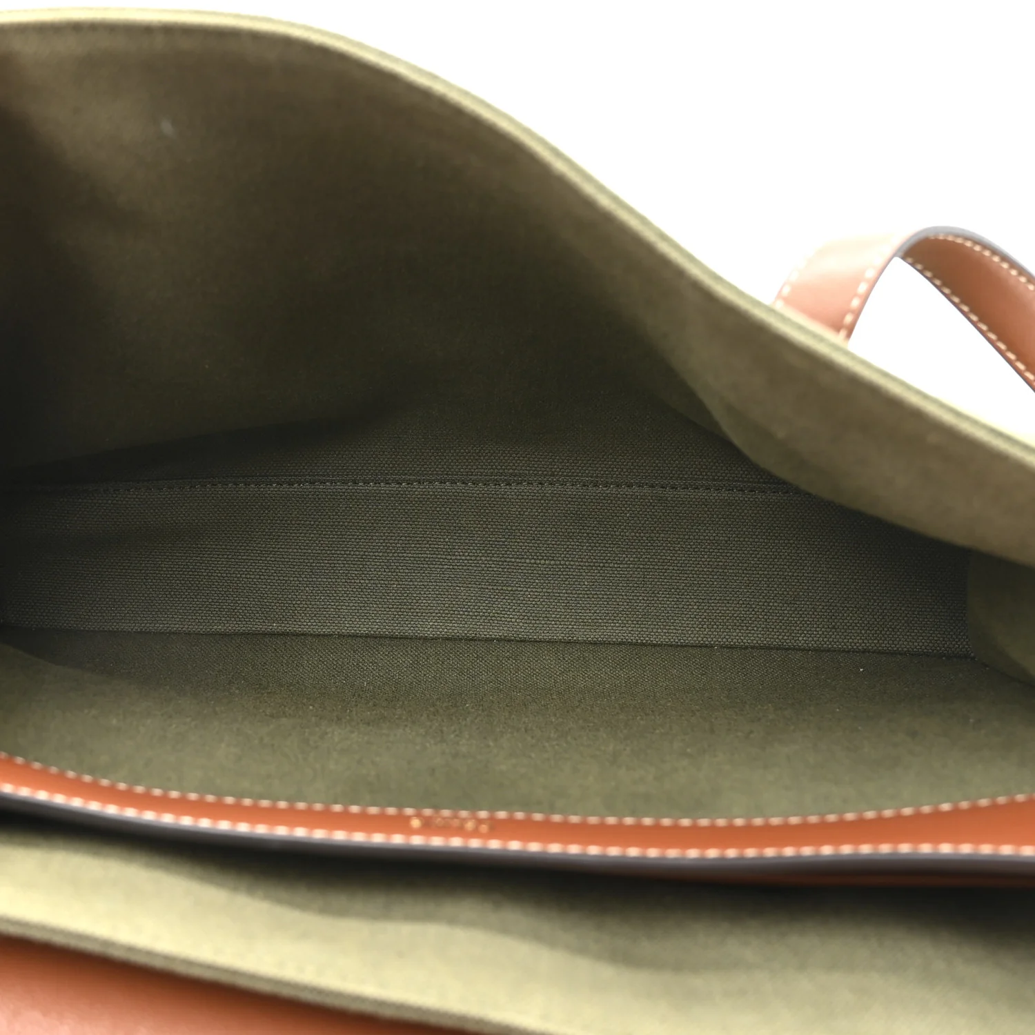 Canvas Calfskin Medium Soft 16 Top Handle Bag Khaki Tan - Top Club