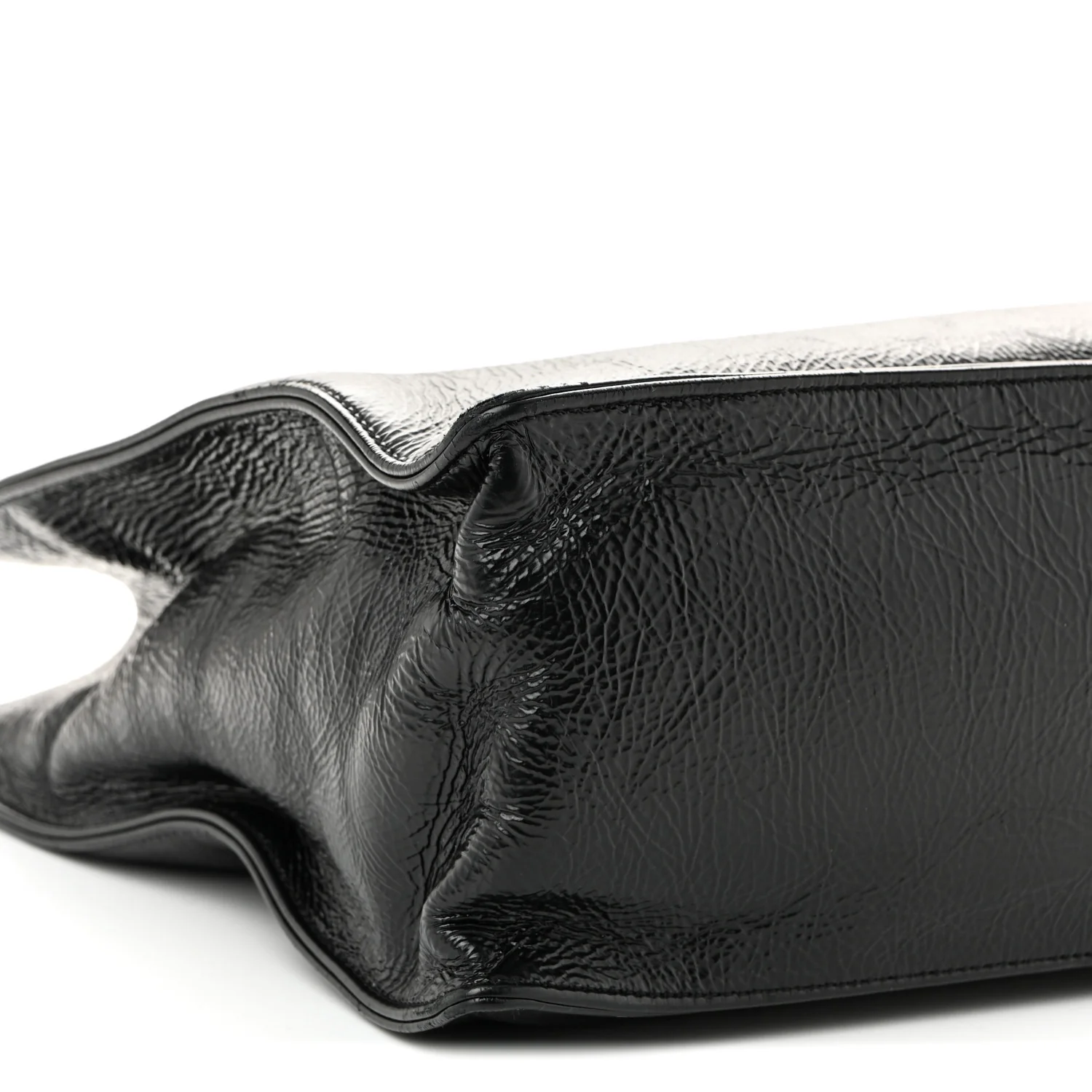 Shiny Aged Calfskin Shopping Bag Black - Top Club
