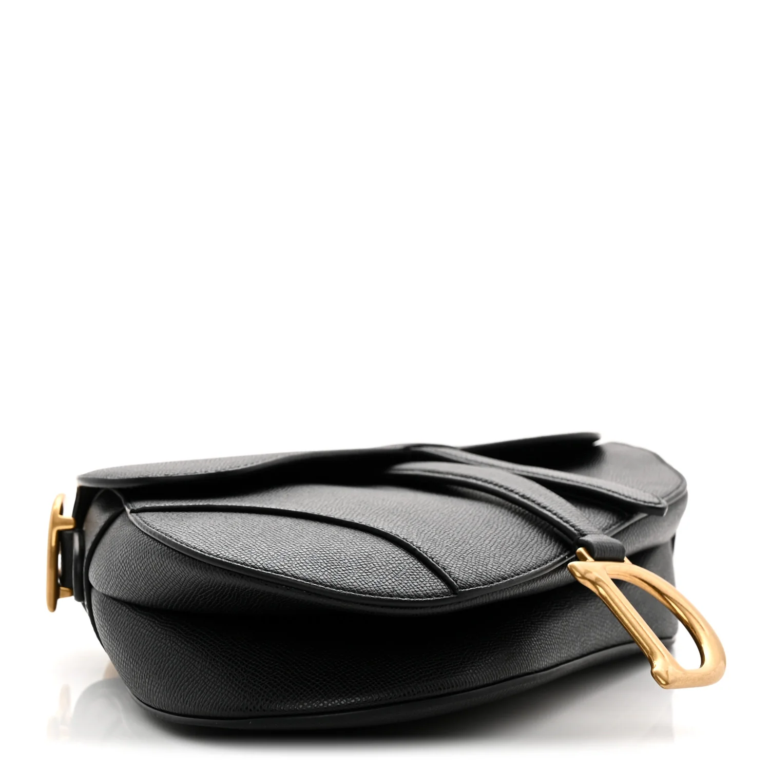Grained Calfskin Saddle Bag Black - Top Club
