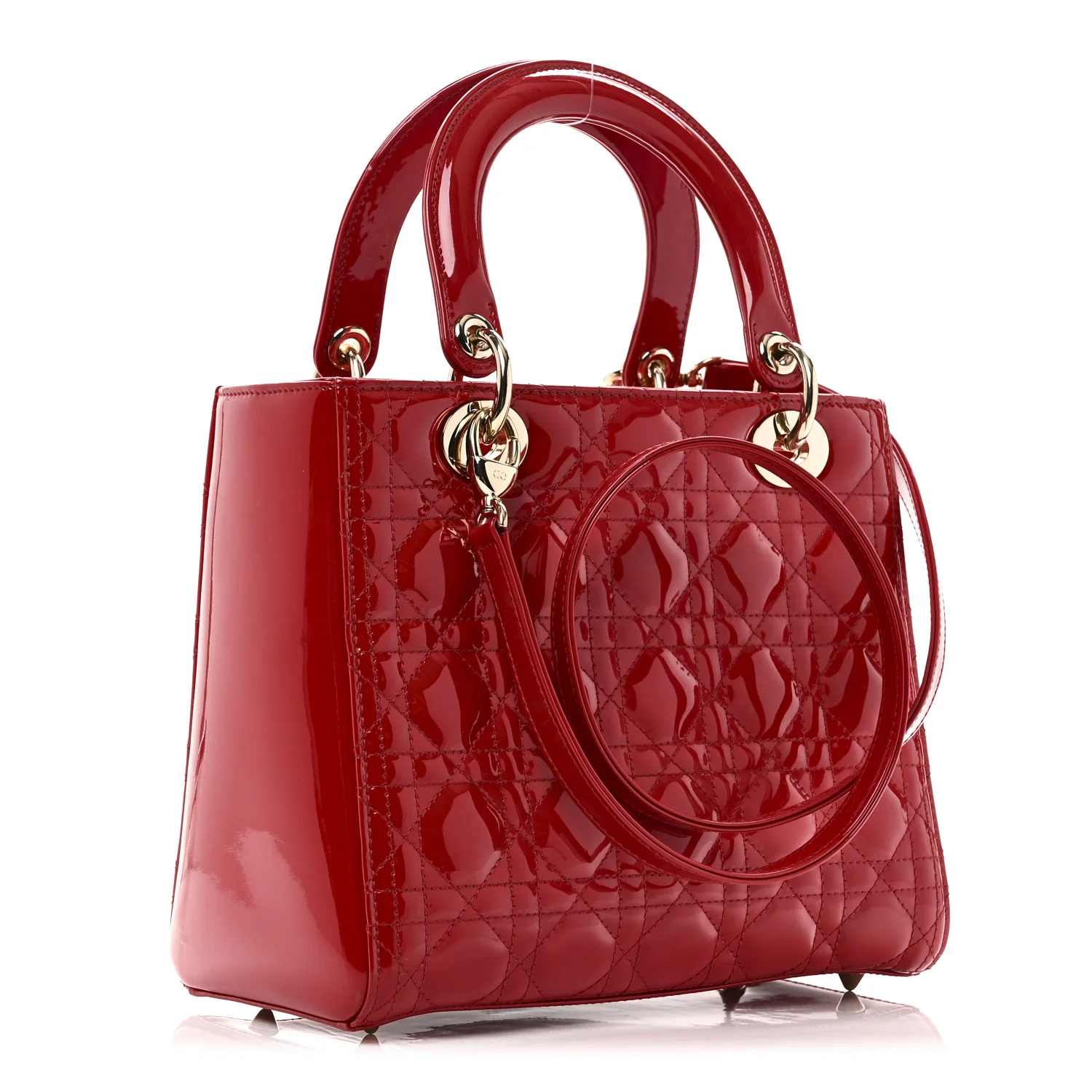 Patent Cannage Medium Lady Dior Red - Top Club