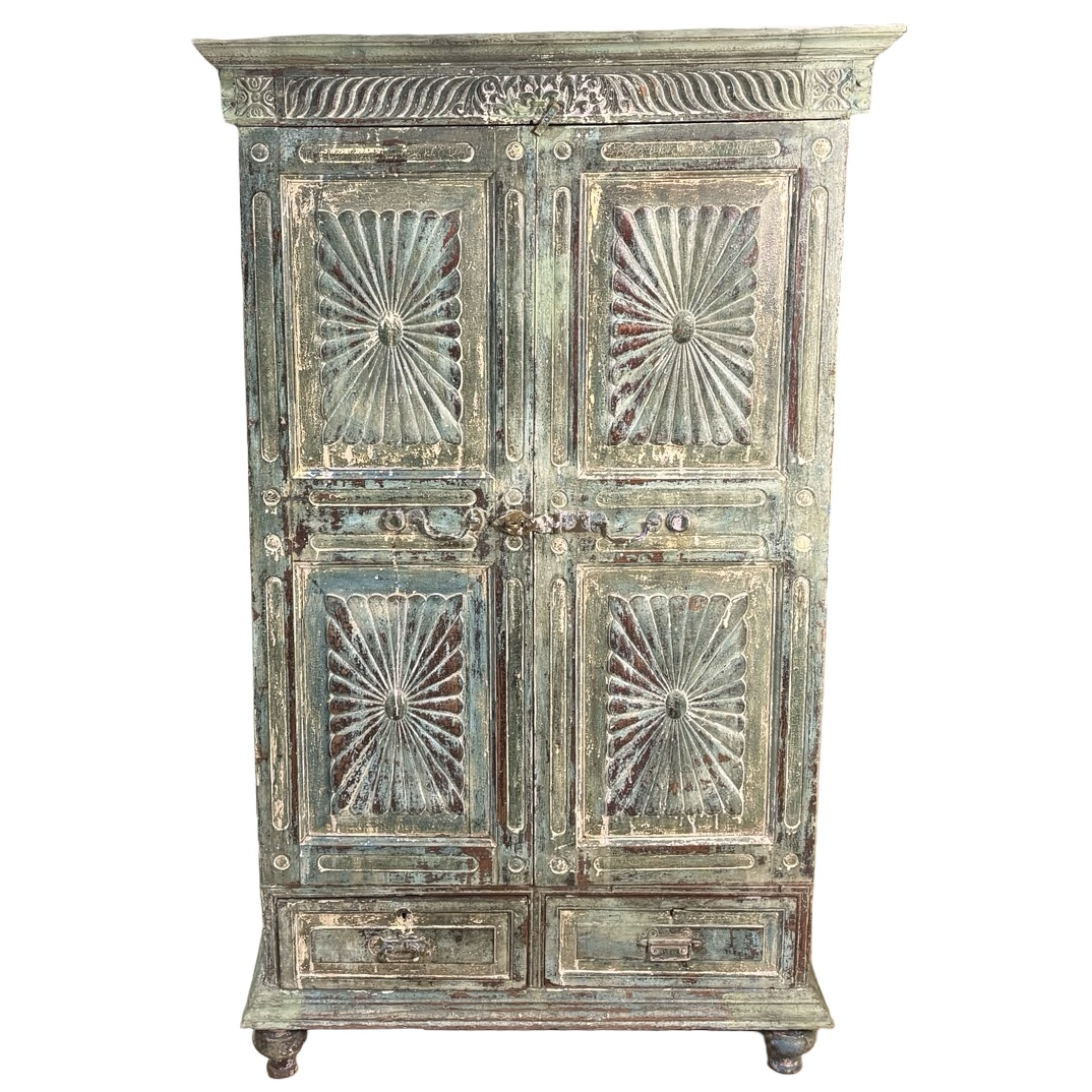 Wandkast 2 deur 2 la blauw uniek