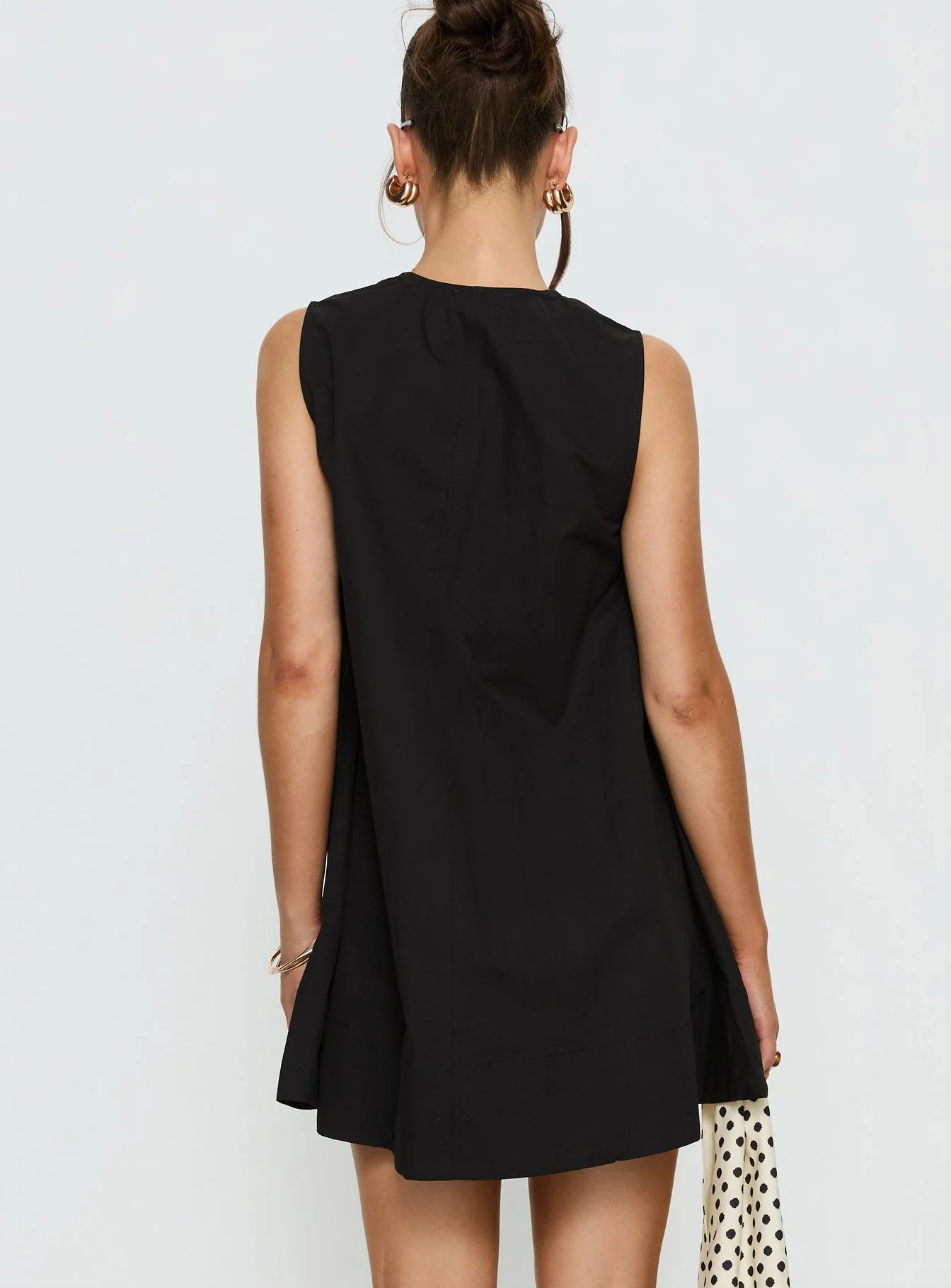 Eberta Ruched Baby Doll Mini Dress Black