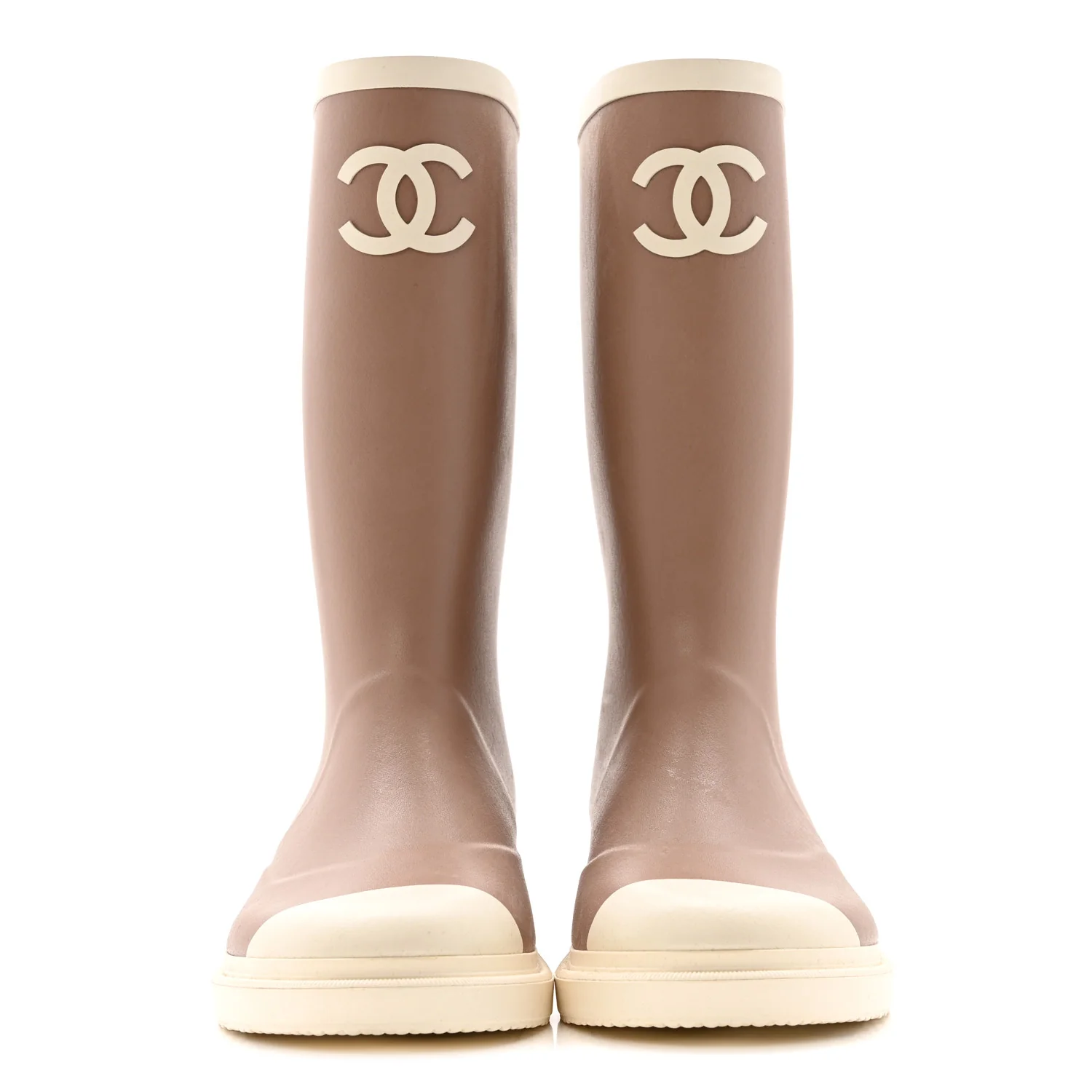 Caoutchouk CC High Boots 38 Beige White - Top Club