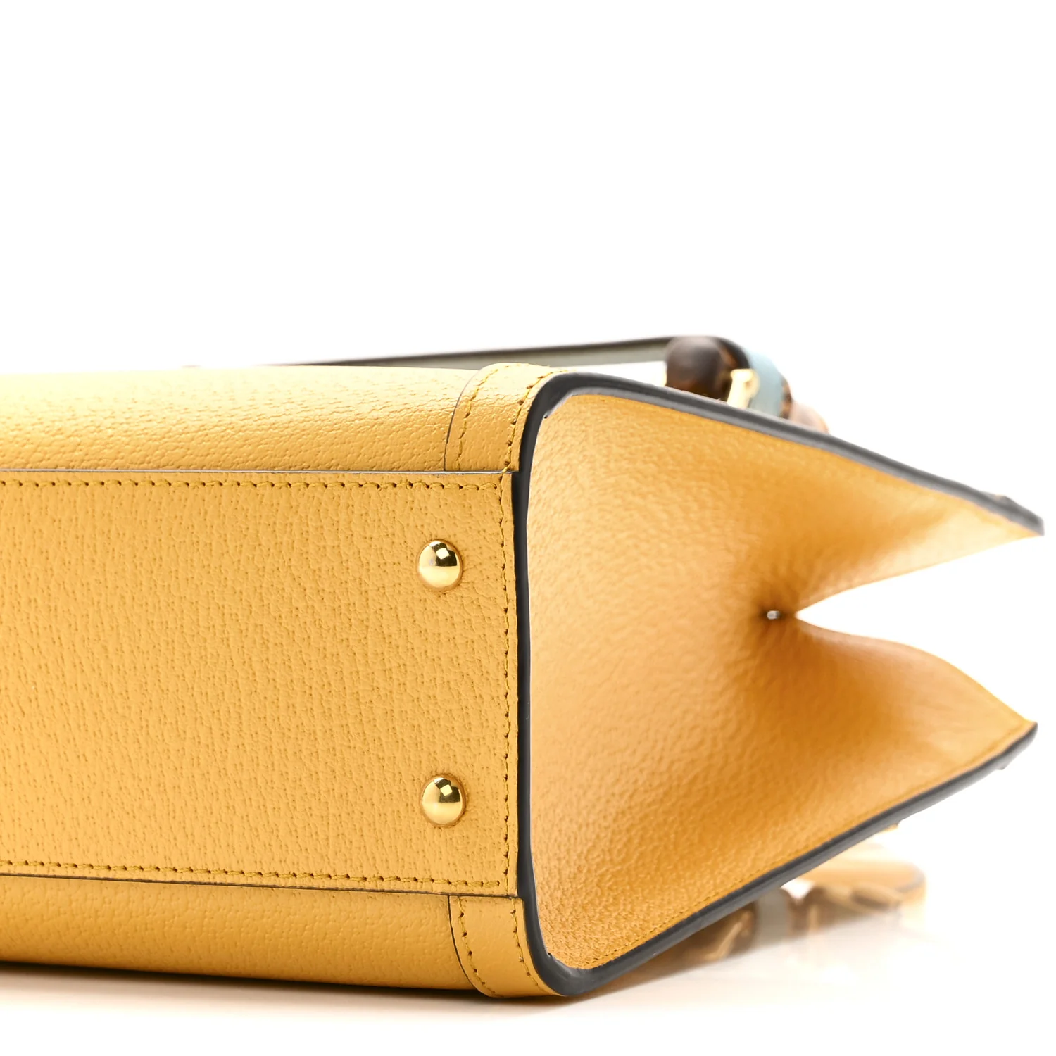 Textured Dollar Calfskin Web Small Diana Tote Bag Yellow Dusty Azure - Top Club